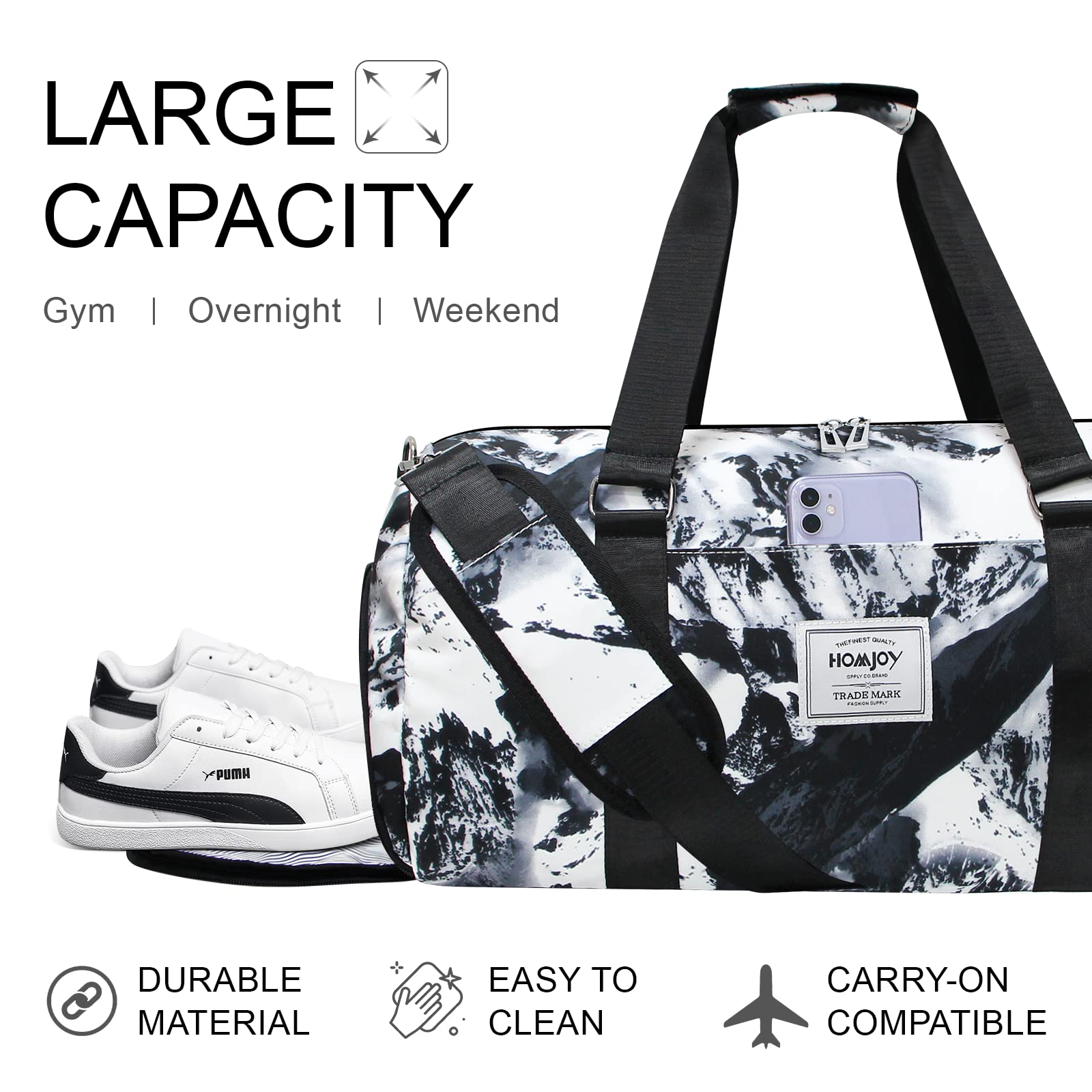 Large Durable Duffel & Shoulder Bag with Shoe Compartment - Perfect Weekender Travel Bag, Sports Tote & Gym Bag for Men & Women | Ideal for Workouts, Weekend Getaways & Business Trips