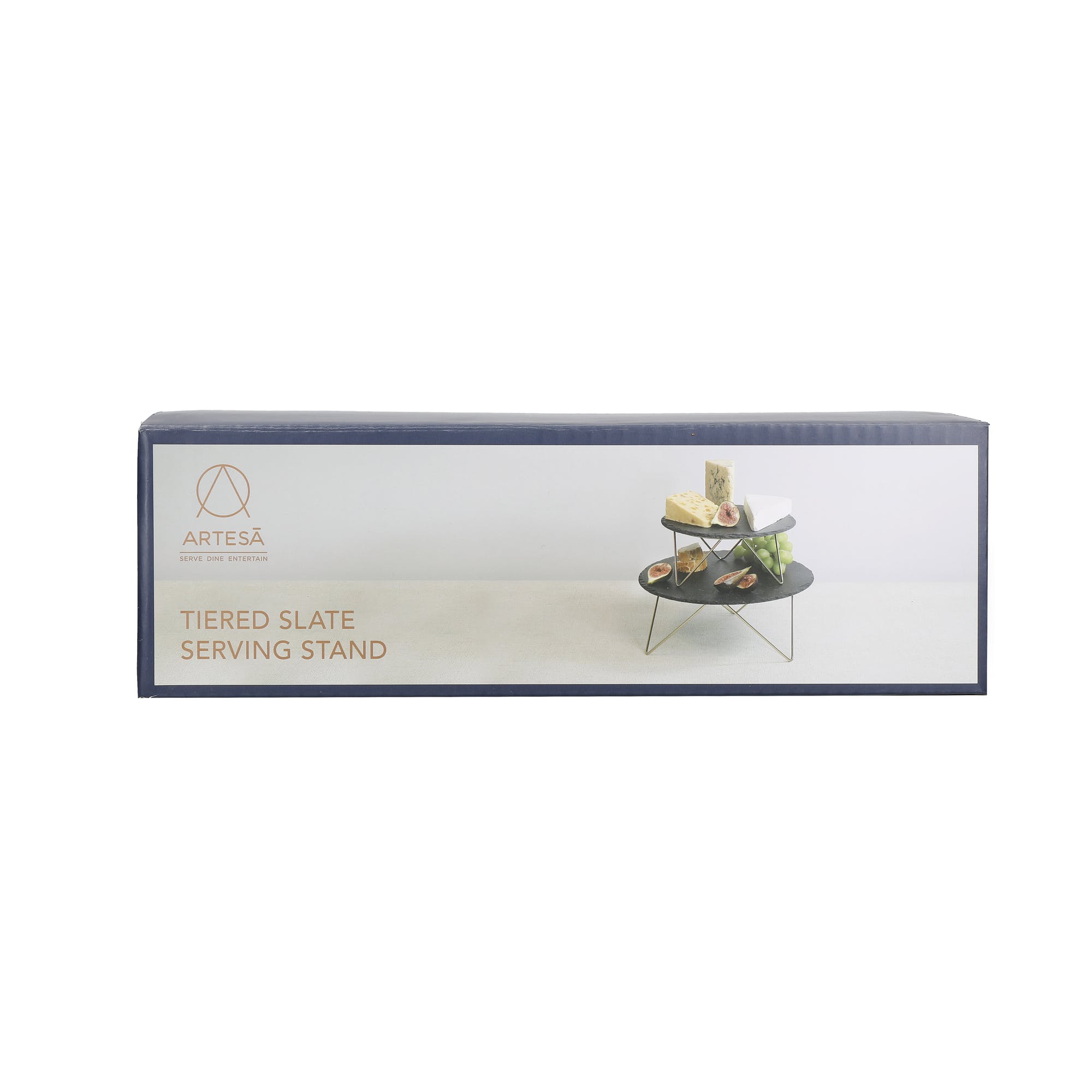 Artisà 2-Tier Slate Serving Platter - Elegant Cheese & Charcuterie Board for Entertaining & Party Appetizers