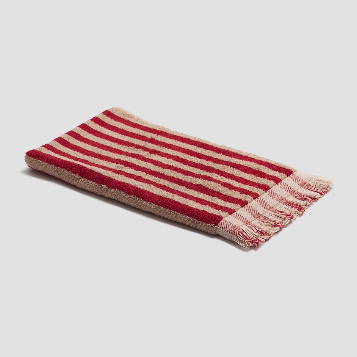 Premium Sandstone Red Pembroke Stripe Washcloth - Soft & Absorbent Cotton Towel for Bath, Spa, and Gentle Exfoliation | Perfect for Face, Body & Baby Care
