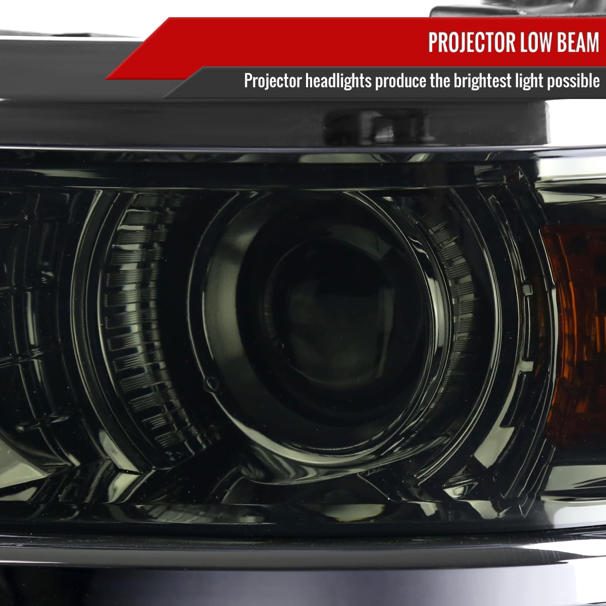 Smoke Projector Headlights with Amber Corner Lamps for 2014-2015 Chevy Silverado 1500 | Durable LED Lights for Night Driving & Off-Road Adventures