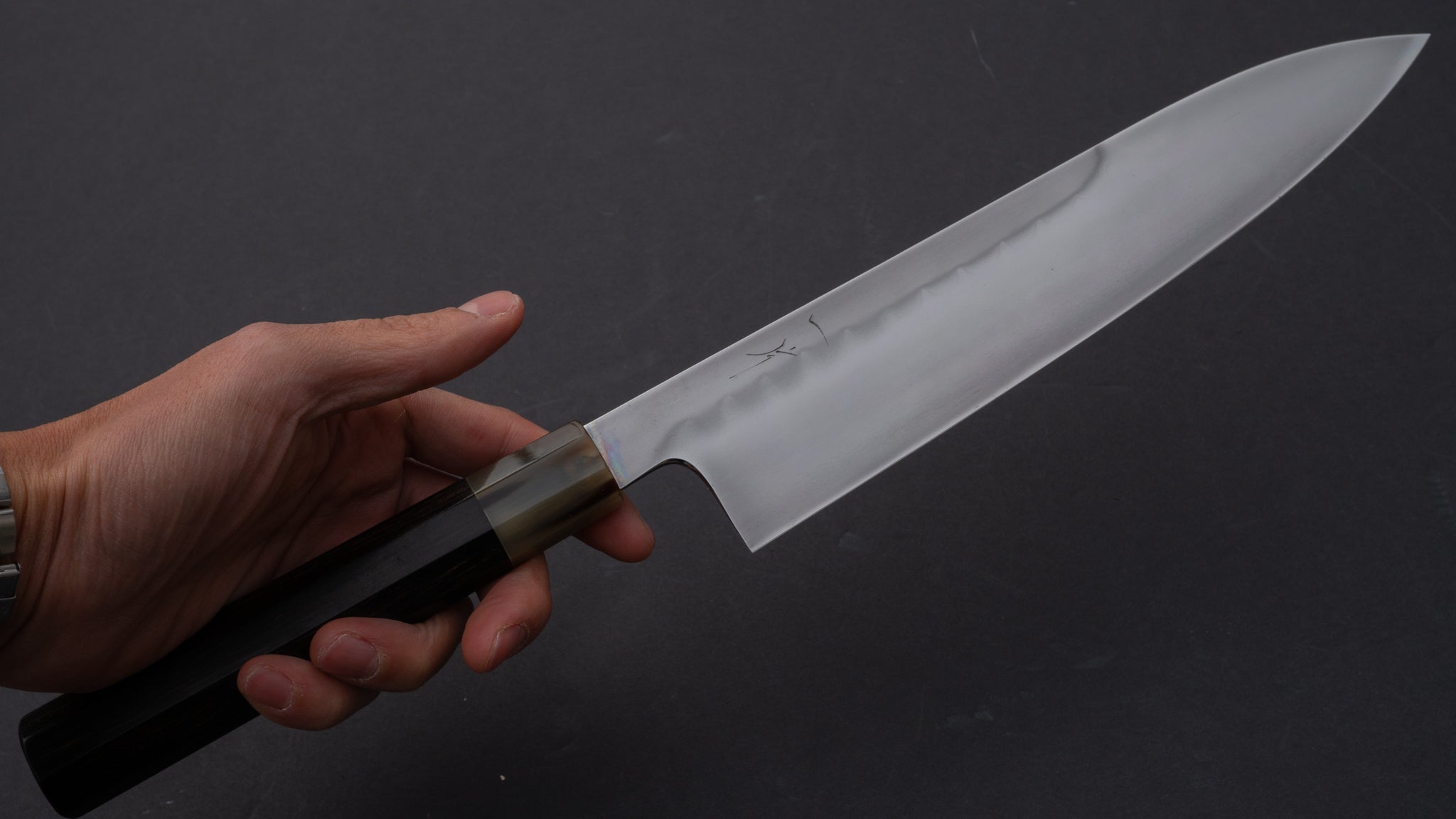Hitohira Togashi Yohei Blue #2 Mizu Honyaki Gyuto 240mm Japanese Chef Knife with Taihei Ebony Handle & Saya - Professional Kitchen Knife for Sushi, Meat Cutting and Precision Cooking