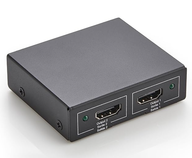 4K HDMI Splitter 1 Input 2 Output - Dual Monitor Display for Home Theater, Gaming & Office Setup - Mirror Mode Only - Supports 4K@30Hz - Black