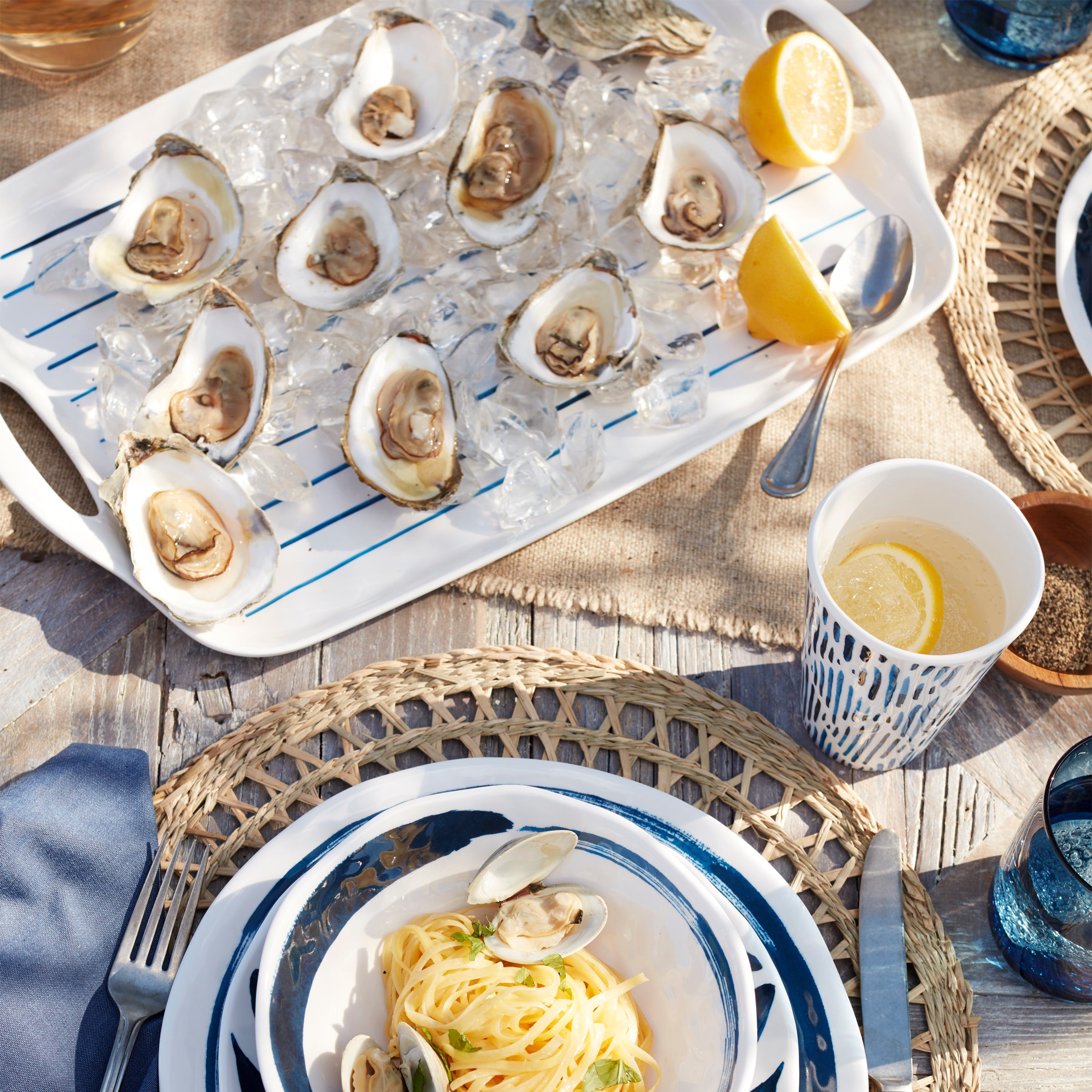 Blue Bay Melamine Serving Platter with Handle - Durable & Lightweight Dish for Parties, Picnics, and Outdoor Dining