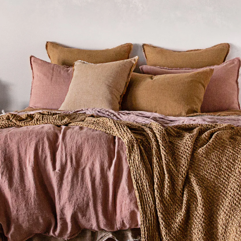Flocca Rosa Linen Pillowcase - Soft & Breathable Bedding for Side Sleepers - Perfect for Home, Hotel, and Guest Room Decor