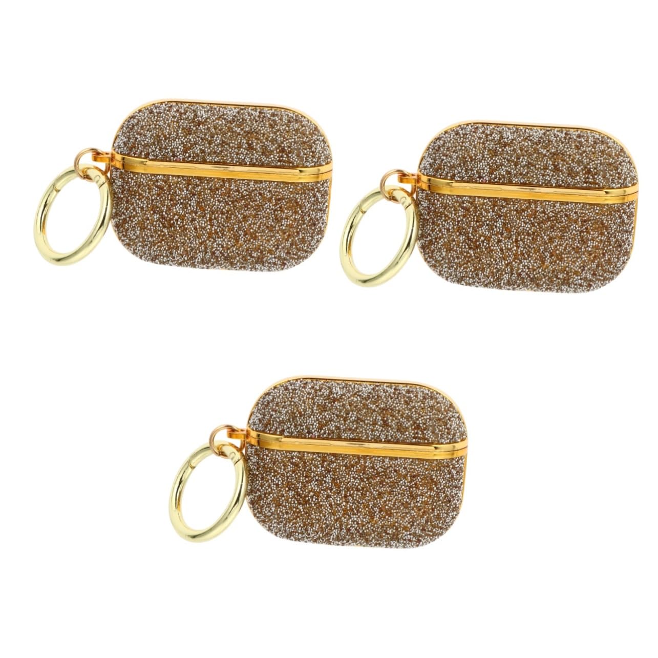 Mikikit 3-Piece Hard Glitter Earphone Case with Built-in Drill Headset Cover - Protective Shell for AirPods, Wireless Earbuds (Perfect for Travel, Gym & Daily Use)