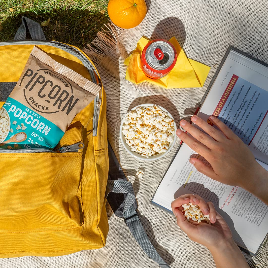 Pipcorn Mini Heirloom Popcorn - Sea Salt, 1oz (24 Pack) - Gluten Free, Healthy Snack Packs, Non-GMO, Vegan | Perfect for Lunchboxes, Movie Nights & On-the-Go Snacking