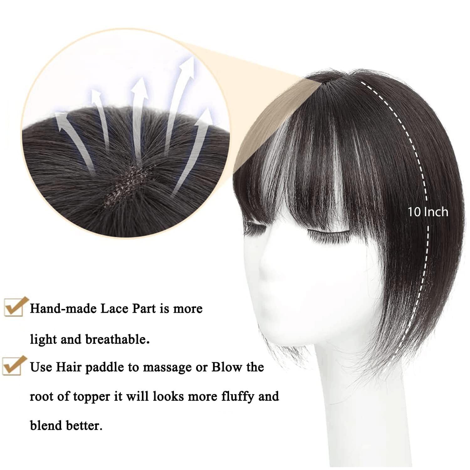 Premium Remy Human Hair Toppers for Women with Bangs - Natural Hair Extensions & Thinning Hair Solutions - Perfect for Daily Wear, Special Occasions & Hair Loss Confidence Boost