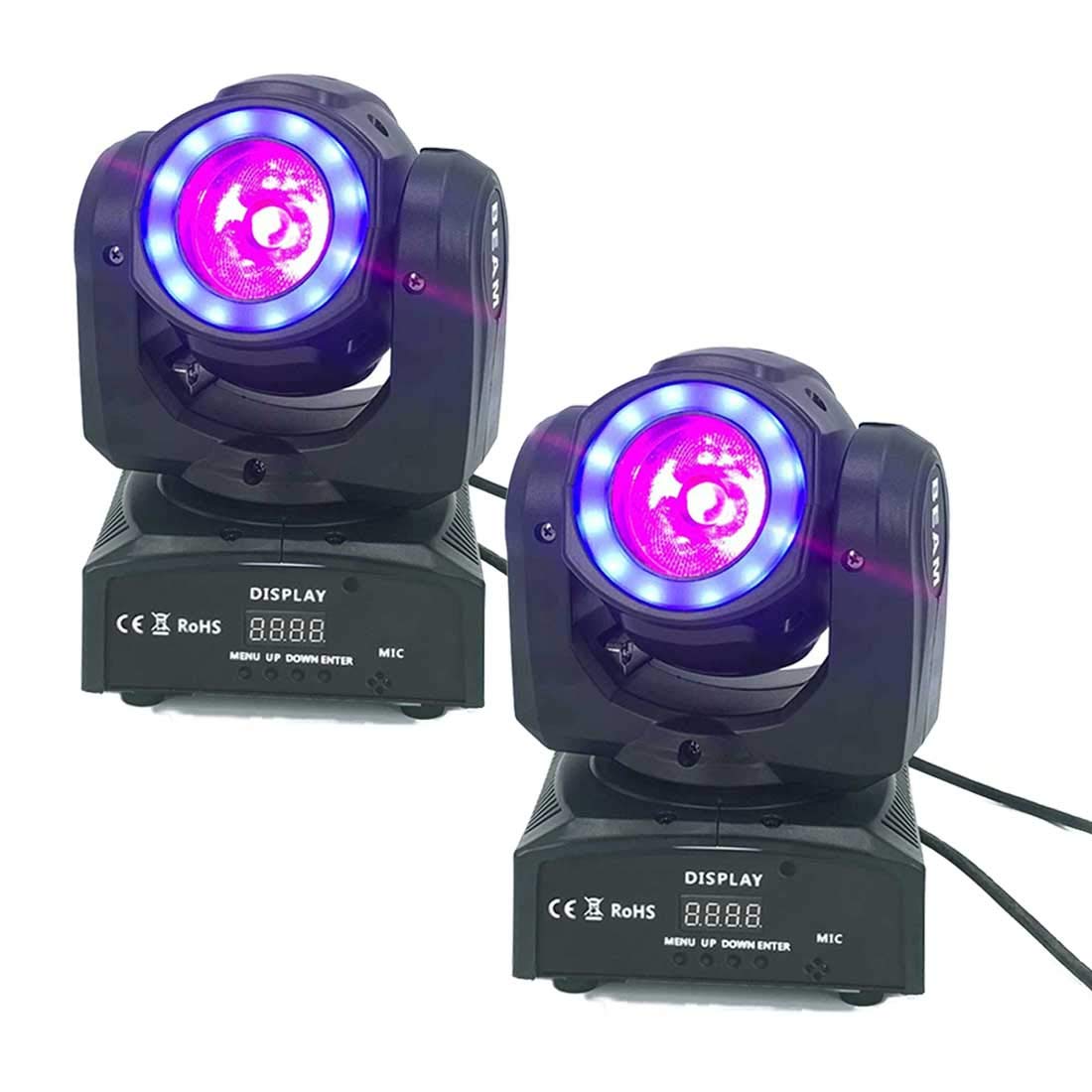 60W RGB 3-in-1 LED Moving Head Light with Beam & Wash Effects - Professional DJ Stage Lighting for Parties, Weddings, Clubs & Disco Events (2-Pack) - Perfect for Stage Shows, Live Performances & Nightclub Atmosphere
