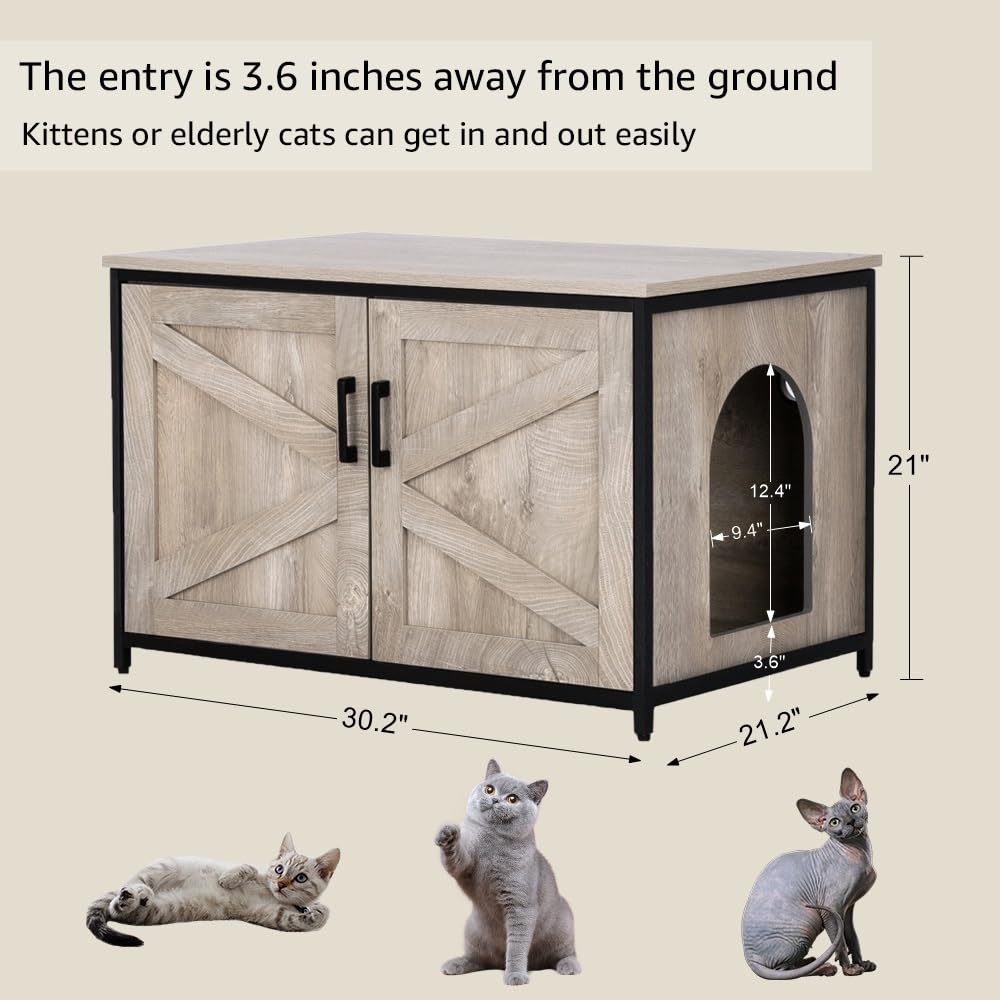 Unipaws XL Top Opening Cat Litter Box Enclosure - Extra Large Flip Top Litter Box Furniture for Big Cats | Senior Pet Friendly Hidden Litter Box Cover | Perfect for Home, Apartment & Multi-Cat Households