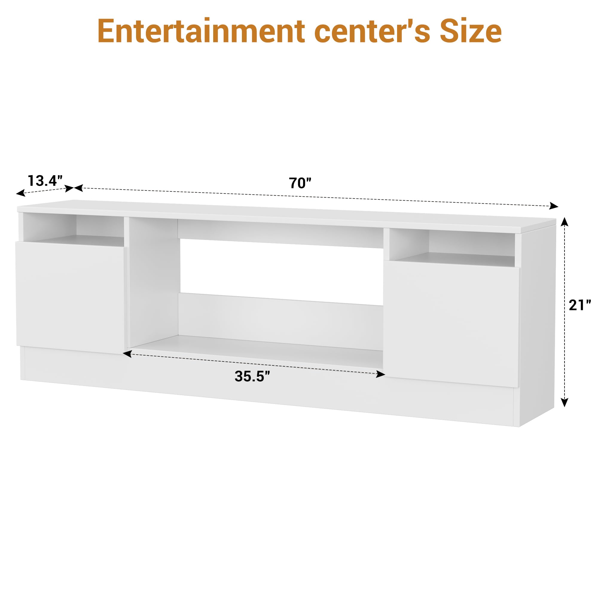 55 Inch TV Stand with Storage Cabinet - Modern Entertainment Center for Living Room, Fits 36