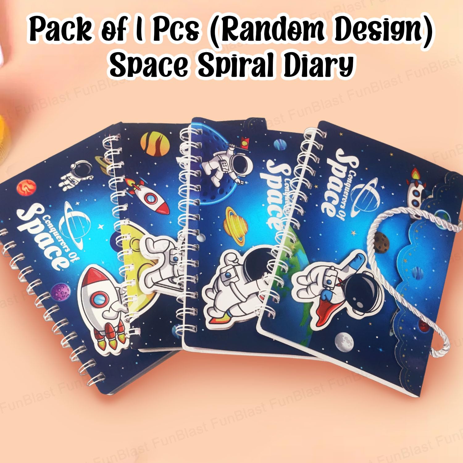 FunBlast Spiral Notebook Ruled - A5 Spiral Bound Diary for Girls & Kids, 120 Pages | Cute Space Themed Notebook for School, Journaling & Gift Giving | Perfect Return Gifts, Birthday Presents & Stationery Supplies