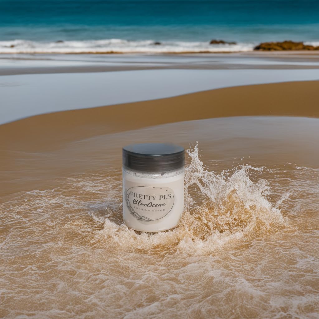 PRETTY PLS Blue Ocean Body Scrub - Exfoliating & Moisturizing for Soft, Smooth Skin | Dead Skin Cell Removal & Skin Nourishment | 200g | Perfect for Spa Day, Post-Workout Refresh & Dry Skin Care