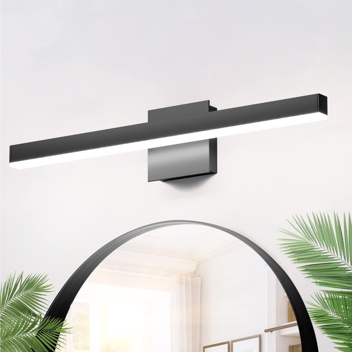 Aipsun 23.6 Inch Modern Black LED Bathroom Vanity Light Fixture - Wall Mounted Mirror Lighting with White Light - Perfect for Bathroom, Dressing Room & Makeup Area