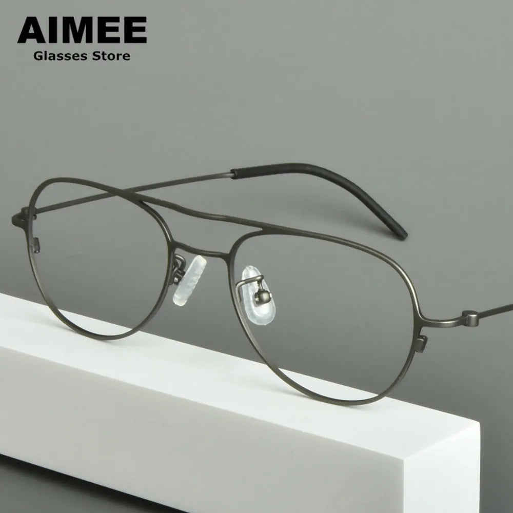 Aimee Unisex Full Rim Oval Double Bridge Titanium Eyeglasses Frame 14507 - Lightweight Durable Glasses for Men & Women - Perfect for Reading, Working & Daily Wear