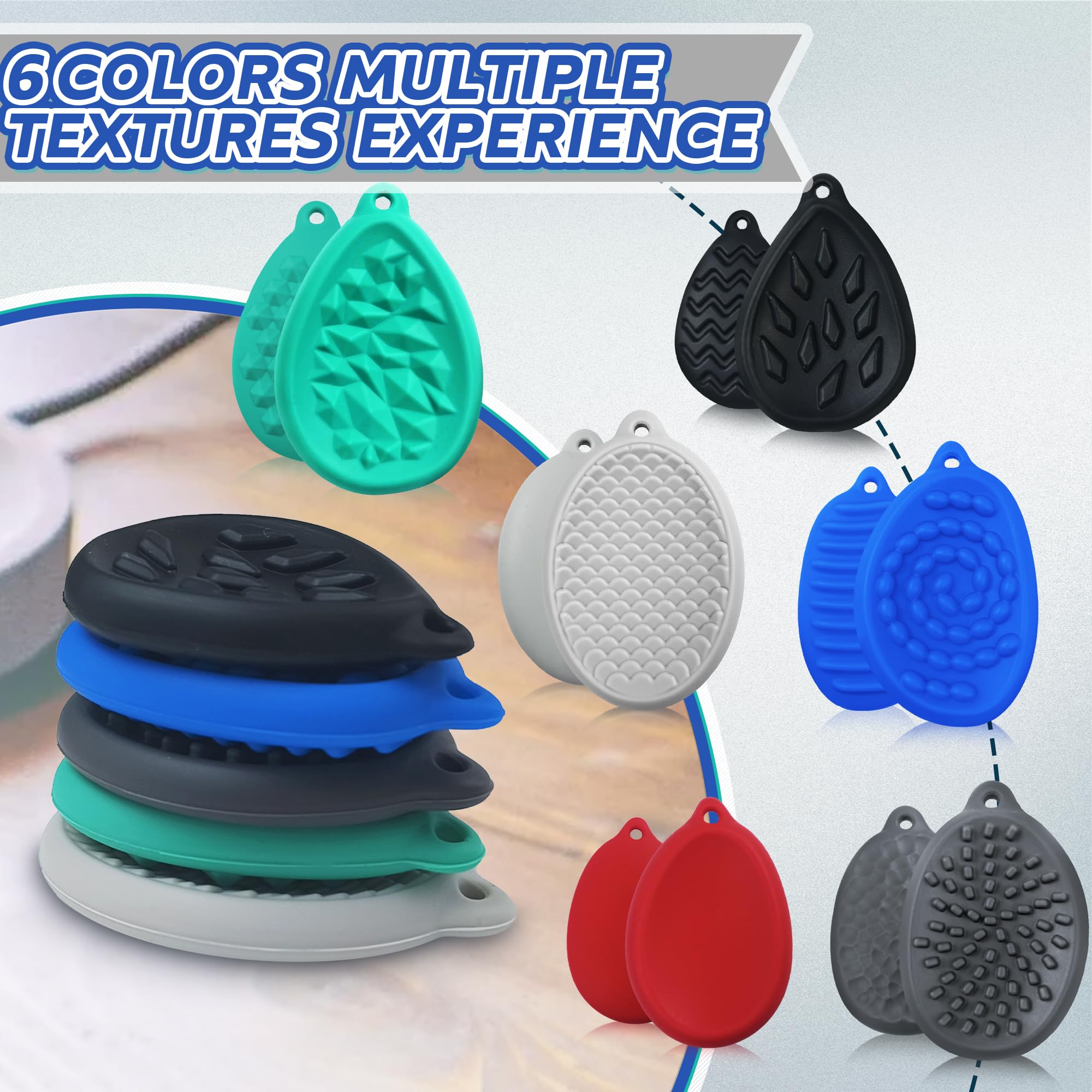 **6-Pack Textured Silicone Fidget Stones for Adults & Kids - Stress Relief Toys for Anxiety, ADHD, Autism - Christmas Stocking Stuffers & Sensory Gifts - Perfect for Home, Office, and Travel Use**