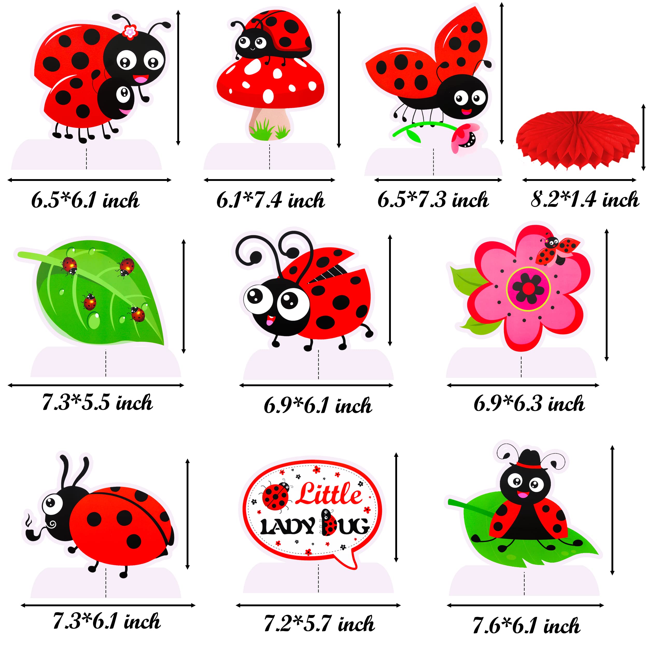 9Pcs Little Ladybug Party Table Decorations - Honeycomb Centerpieces & Baby Shower Decor for Girls Birthday Party Supplies | Perfect for Garden Themed Parties, Kids Room Decor & Spring Celebrations