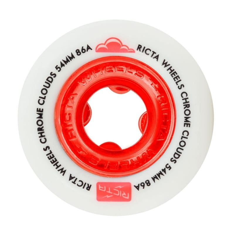 Ricta Chrome Clouds Red 86A 56mm Skateboard Wheels - Smooth Ride for Street & Park Skating - Perfect for Cruising, Tricks & Urban Commuting