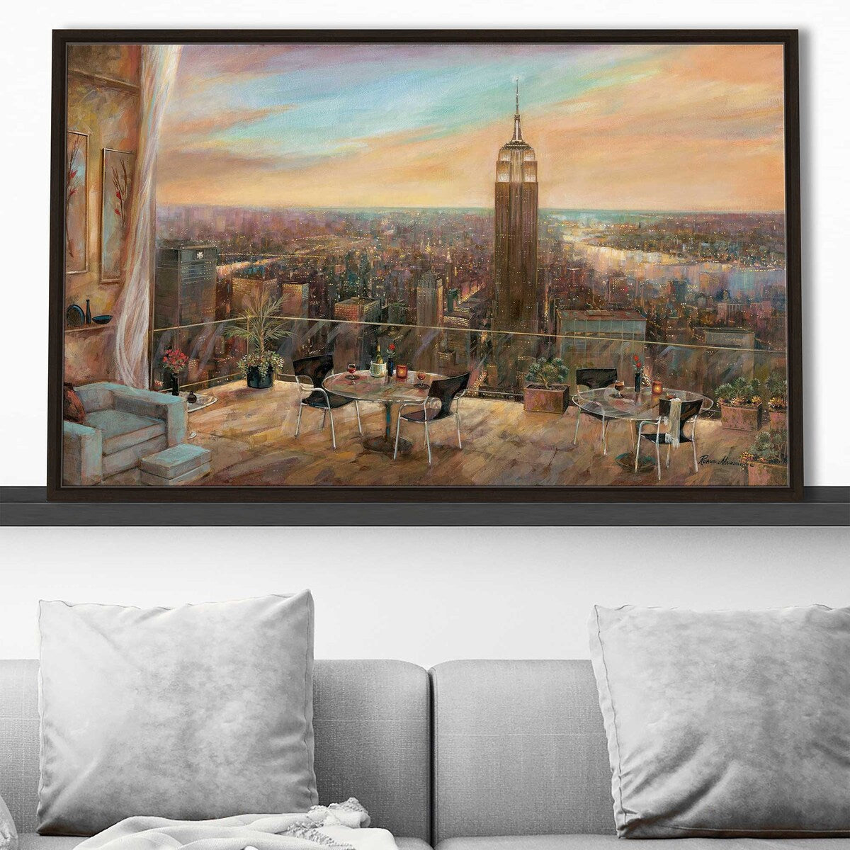 New York City Skyline Art Print by Ruane Manning - Floating Canvas Wall Decor for Living Room, Office & Home