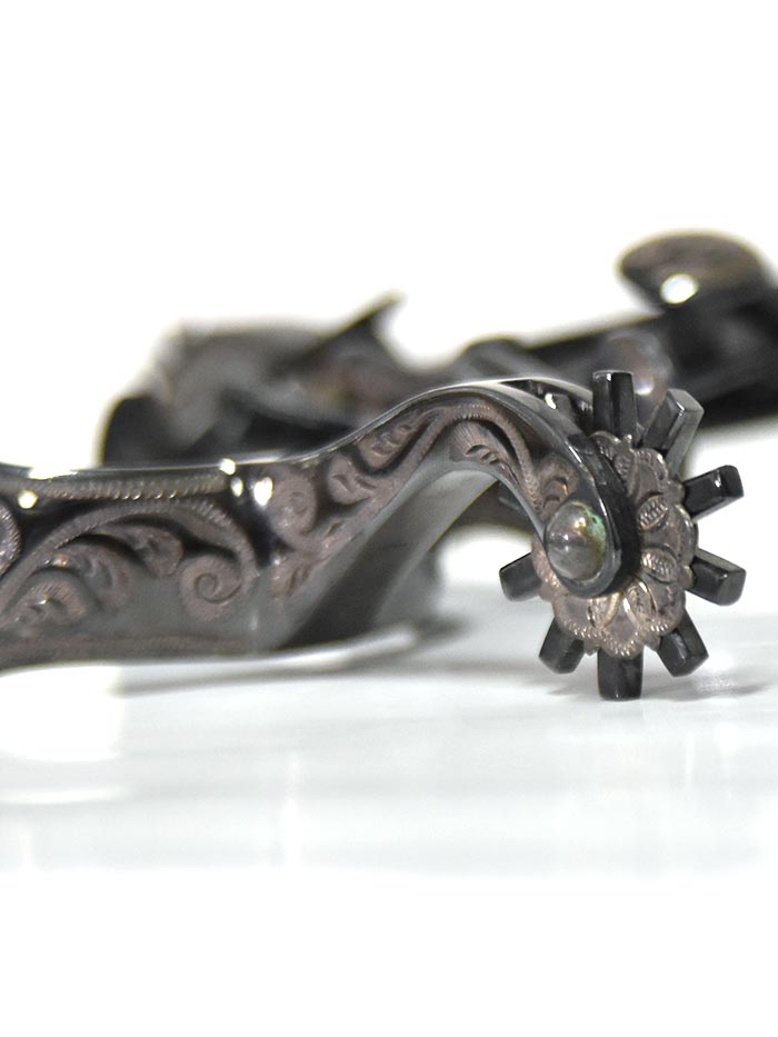 Authentic E Garcia Spurs SP2281 Gun Metal Star Inlay Cowboy Boot Spurs for Western Riding & Horseback Training