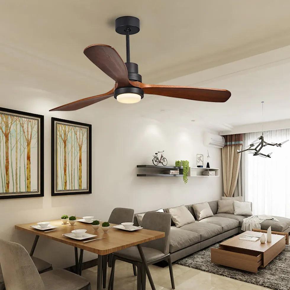 Modern Wood LED Ceiling Fan with Light for Living Room - Energy Efficient Dimmable Remote Control - Perfect for Bedroom, Patio, and Home Office