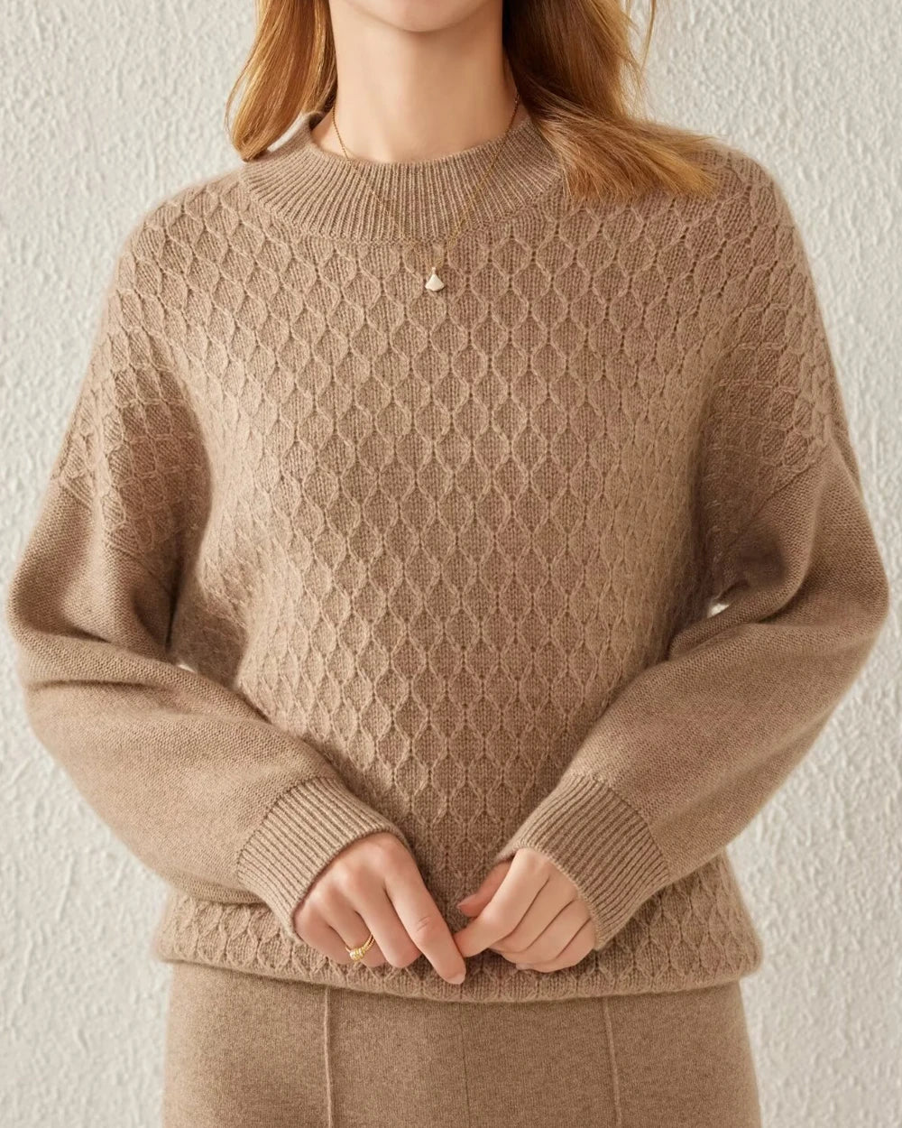 Luxury Textured Knit Cashmere Sweater for Women - Soft & Warm Winter Pullover - Perfect for Office, Travel & Casual Outfits