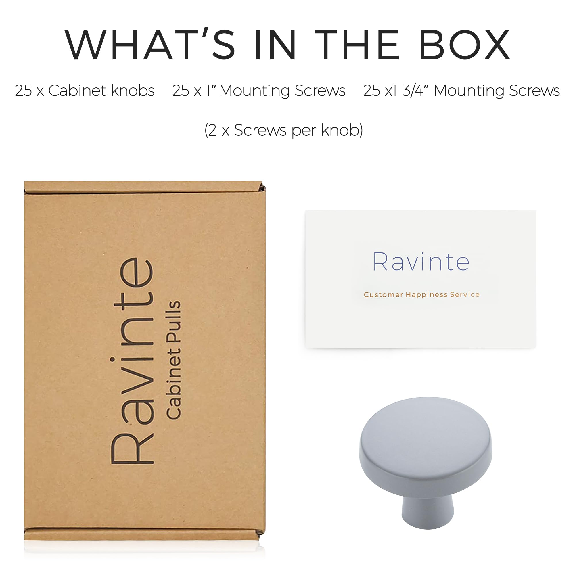 Ravinte 25 Pack 1-1/4 Inch Solid Round Cabinet Knobs - Grey Dresser Drawer Pulls for Kitchen, Cupboard & Furniture | Simple Modern Hardware for Home Renovation & DIY Projects