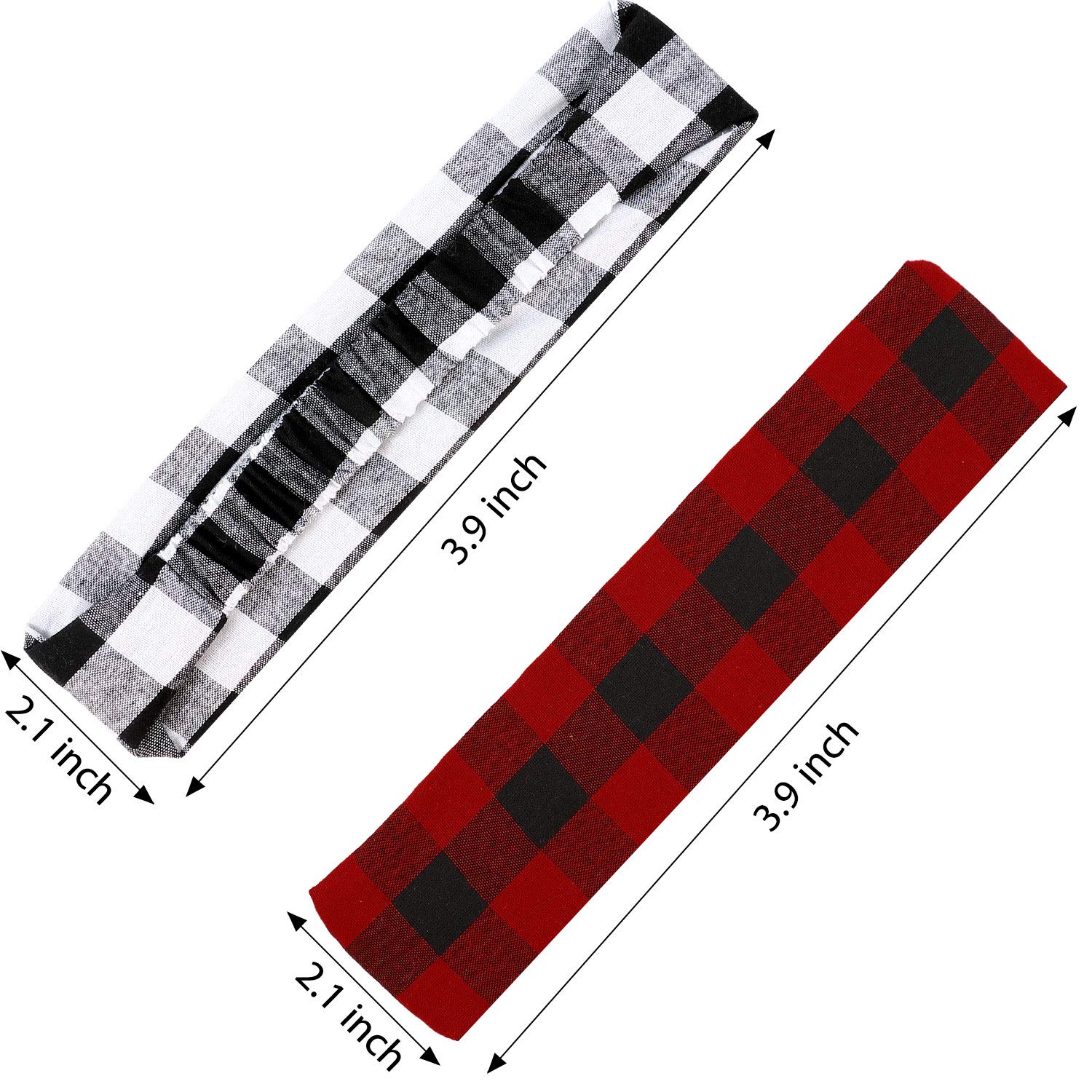 Christmas Plaid Headbands for Women & Girls - Vintage Retro Elastic Hairband Headwrap Set of 2 (Style K) - Perfect for Holiday Parties, Family Photos & Festive Outfits