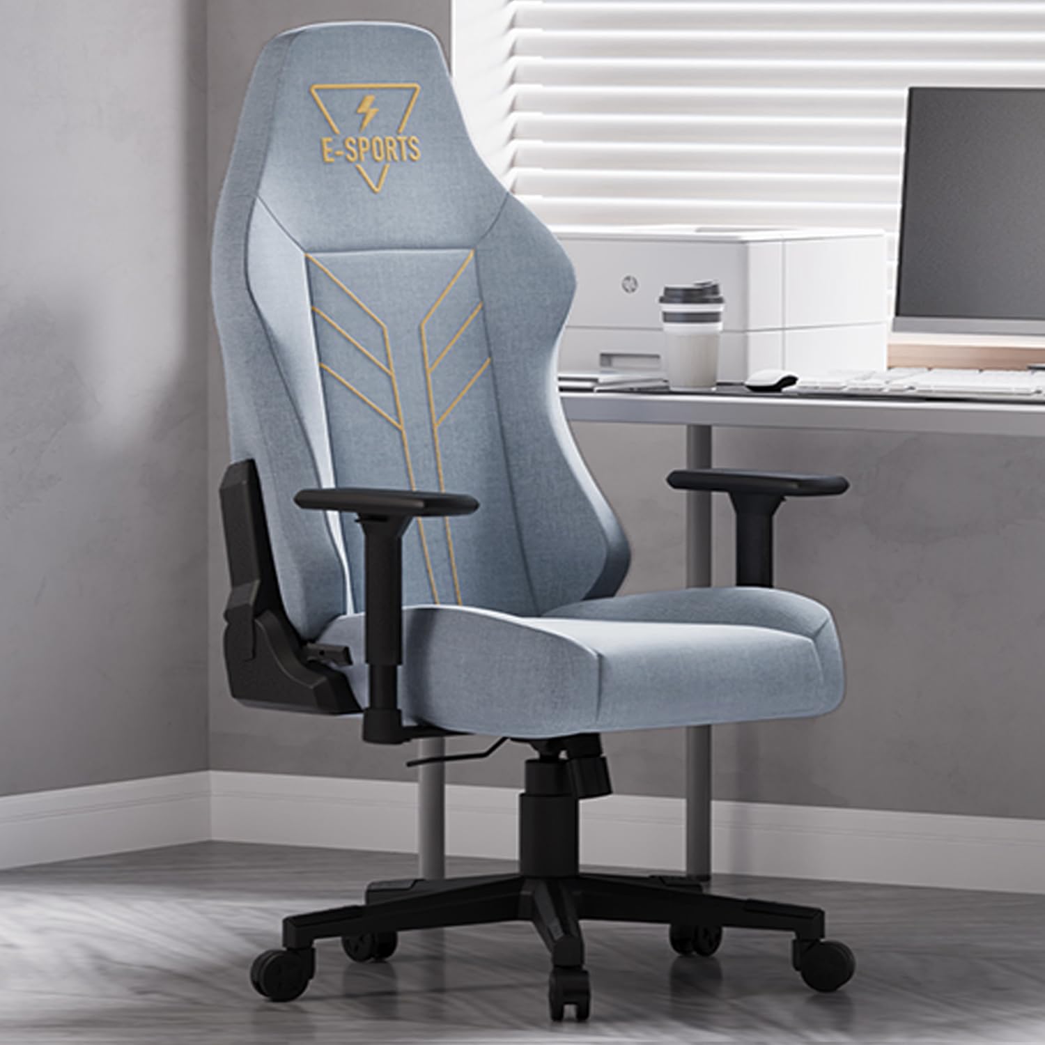 Premium Ergonomic Gaming Chair with 3D Adjustable Armrests - Height Adjustable & Reclining Computer Game Chair for Adults - Big & Tall Comfort Design (Blue) - Perfect for PC Gaming, Esports, Office Work & Home Entertainment