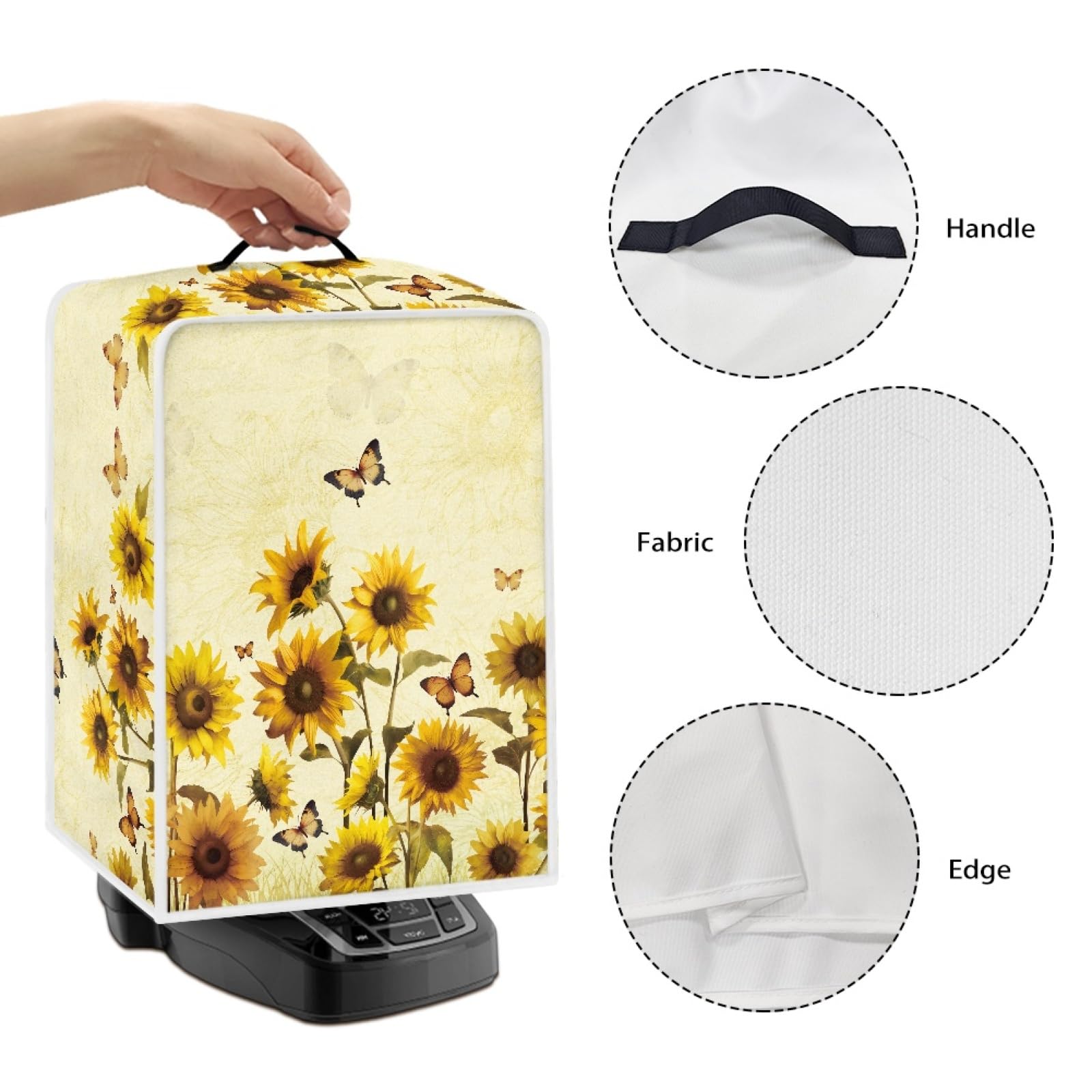 Sunflower Butterfly Print Coffee Maker Cover - Foldable Polyester Dust Cover for Kitchen Appliances | Perfect for Keurig, Nespresso & Drip Coffee Machines
