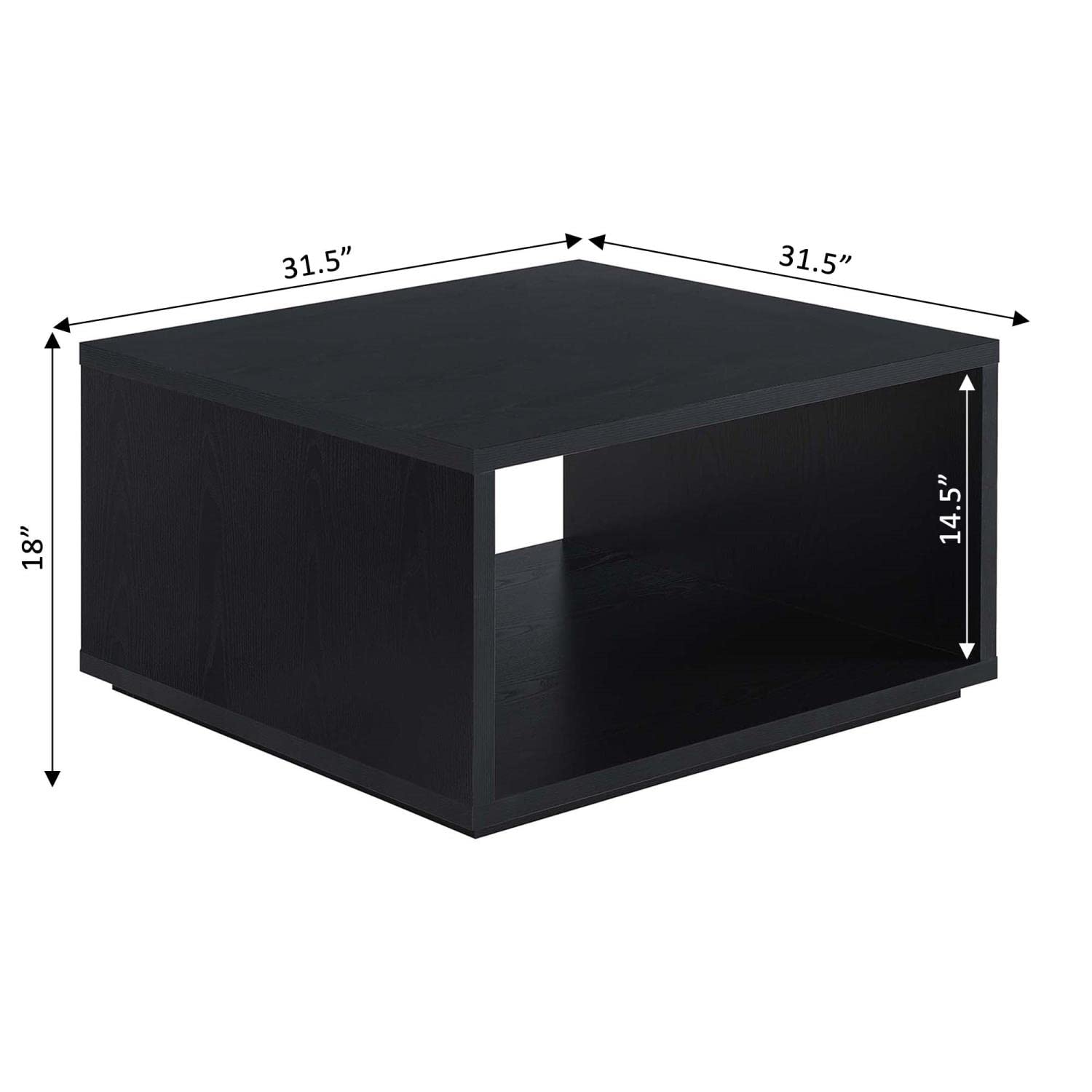 Convenience Concepts Northfield Admiral Square Coffee Table - Black Modern End Table for Living Room, Sofa & Lounge Furniture - Perfect for Home Decor & Entertainment Spaces