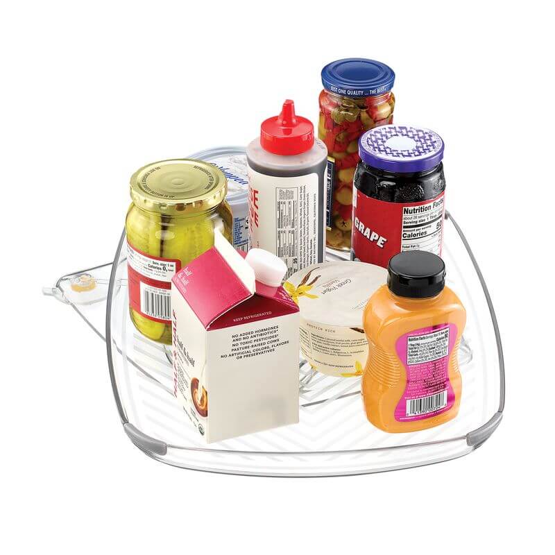360° Rotating Rectangular Fridge Organizer Turntable - Space Saving Lazy Susan for Refrigerator, Pantry & Kitchen Storage (Great for Condiments, Jars & Snacks)