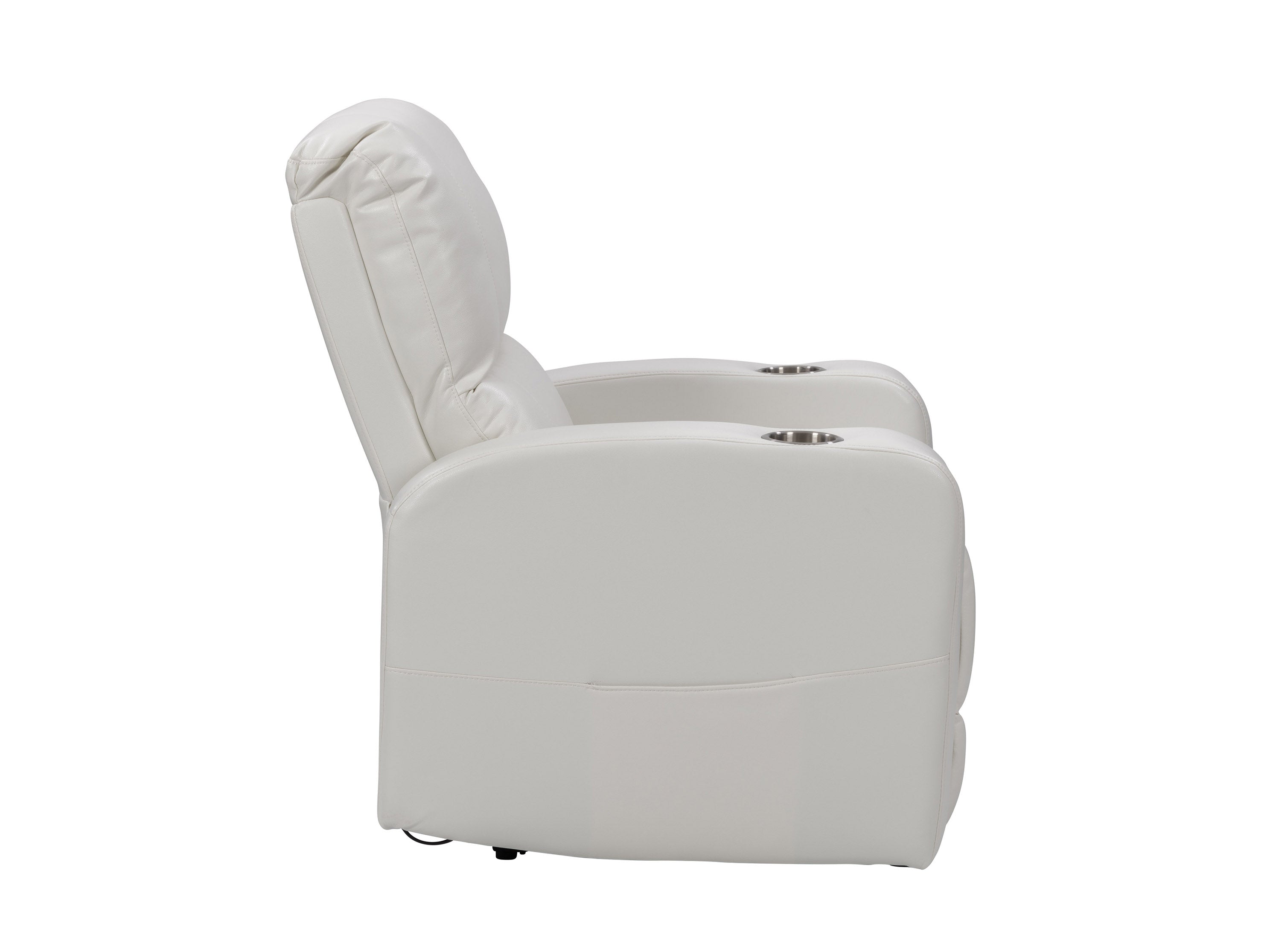 White Power Recliner Chair with Cup Holder - Comfortable Lounge Chair for Living Room, Home Theater, and Office Relaxation