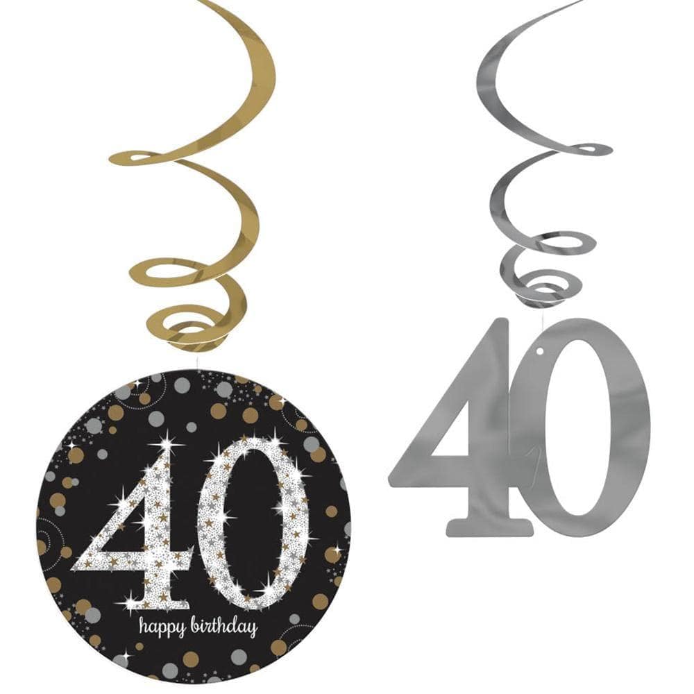 40th Birthday Sparkling Celebrations Foil Swirl Decorations - 12 Pack for Party Supplies, Cake Toppers & Event Decorations | Perfect for Anniversaries, Graduations & Special Occasions