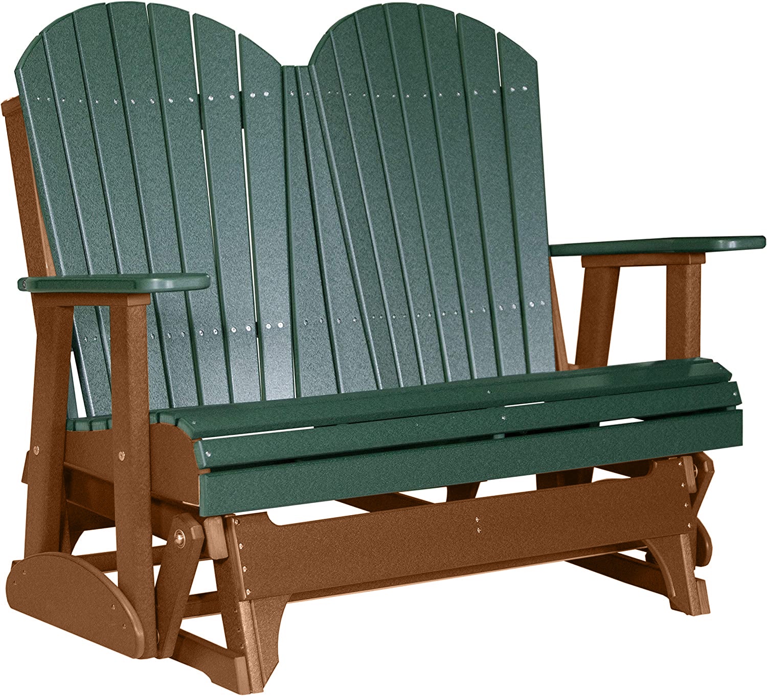 LuxCraft Green 4 ft. Recycled Plastic Adirondack Outdoor Glider Chair - Eco-Friendly Patio Furniture for Garden, Deck, Poolside & Backyard Relaxation