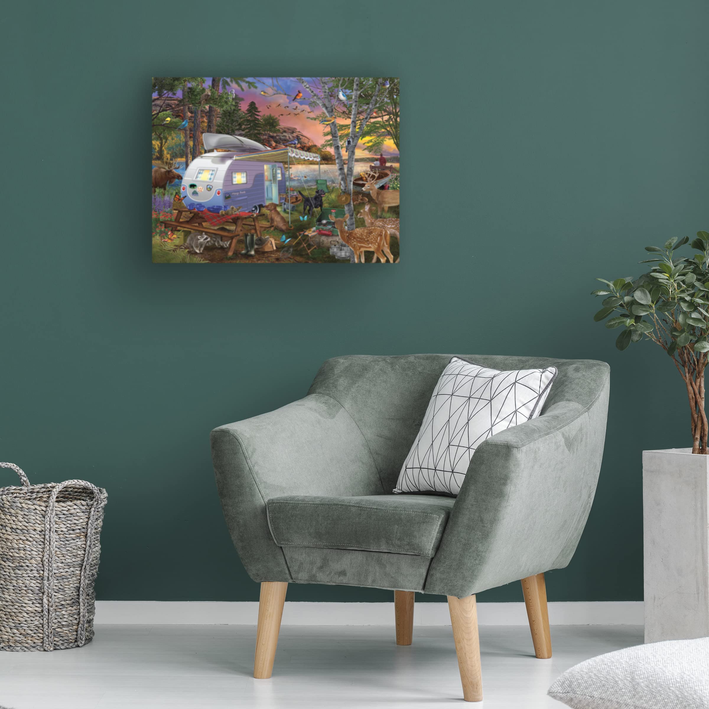 Trademark Fine Art 'Camp Site Watch Dogs' Canvas Print by Bigelow Illustrations - Perfect for Gaming Rooms, Living Room Decor & Gamer Gifts