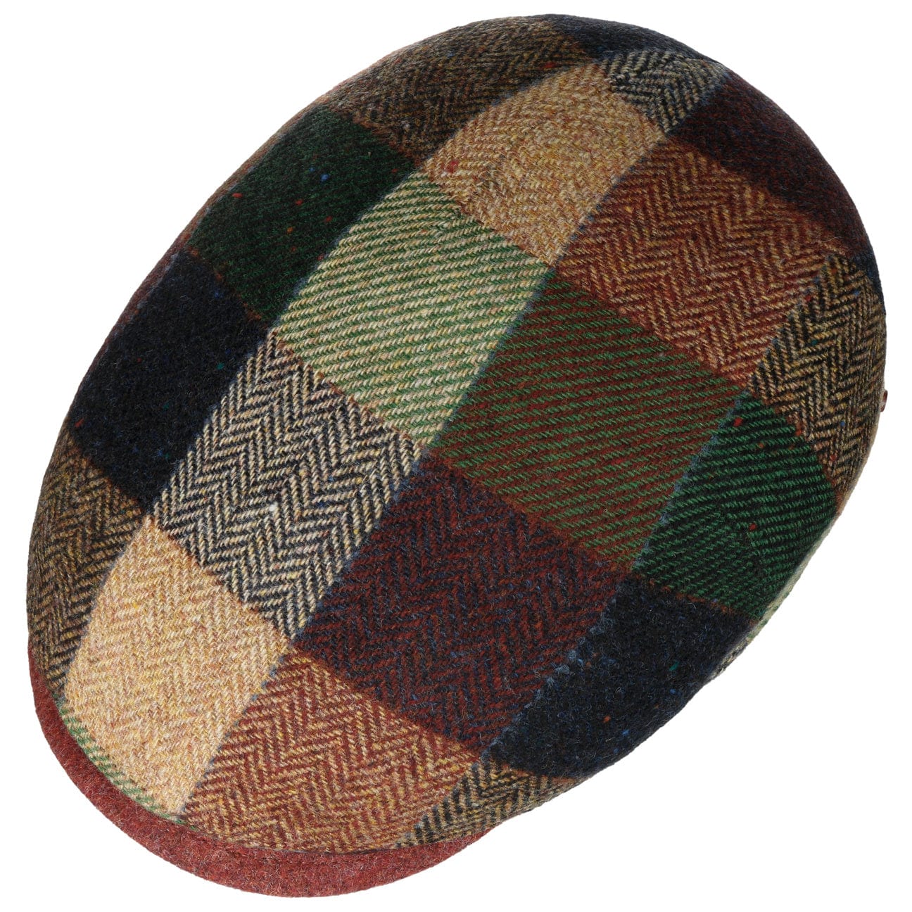 Alfonso D'Este Salveno Wool Check Flat Cap - Classic Men's Winter Hat for Outdoor Activities & Casual Style