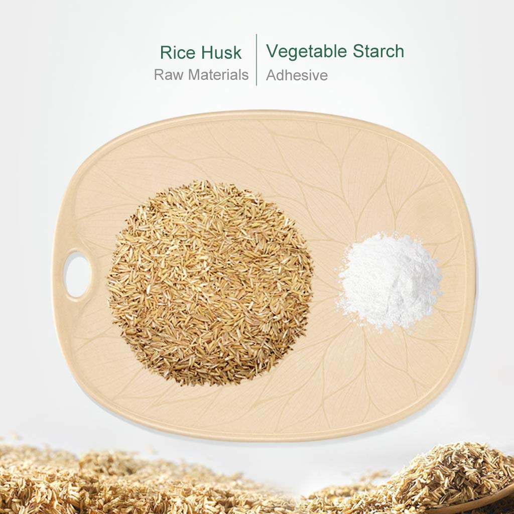 Eco-Friendly Rice Husk Chopping Board with Juice Groove - Durable Kitchen Cutting Board for Baking, Meat, Vegetables & Pasta - Non-Slip, Easy to Clean - Perfect for Home Cooks & Professional Chefs