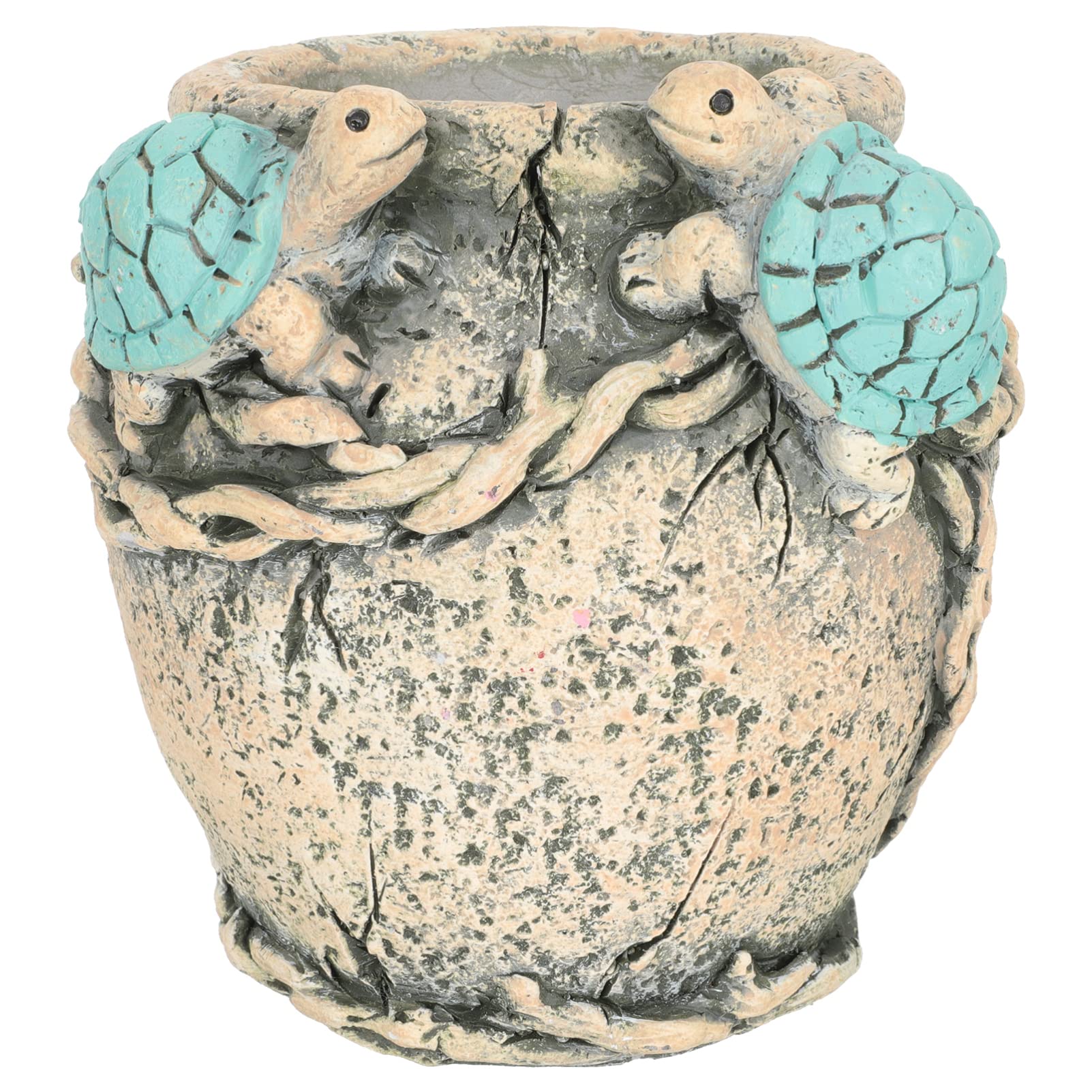 Zerodeko Small Succulent Pots - Cement Turtle Planter for Indoor Plants, Bonsai & Office Decor | Modern Animal Flower Pot for Home Desk, Outdoor Garden & Windowsill Decor | Perfect for Succulents, Cacti & Air Plants (Blue)