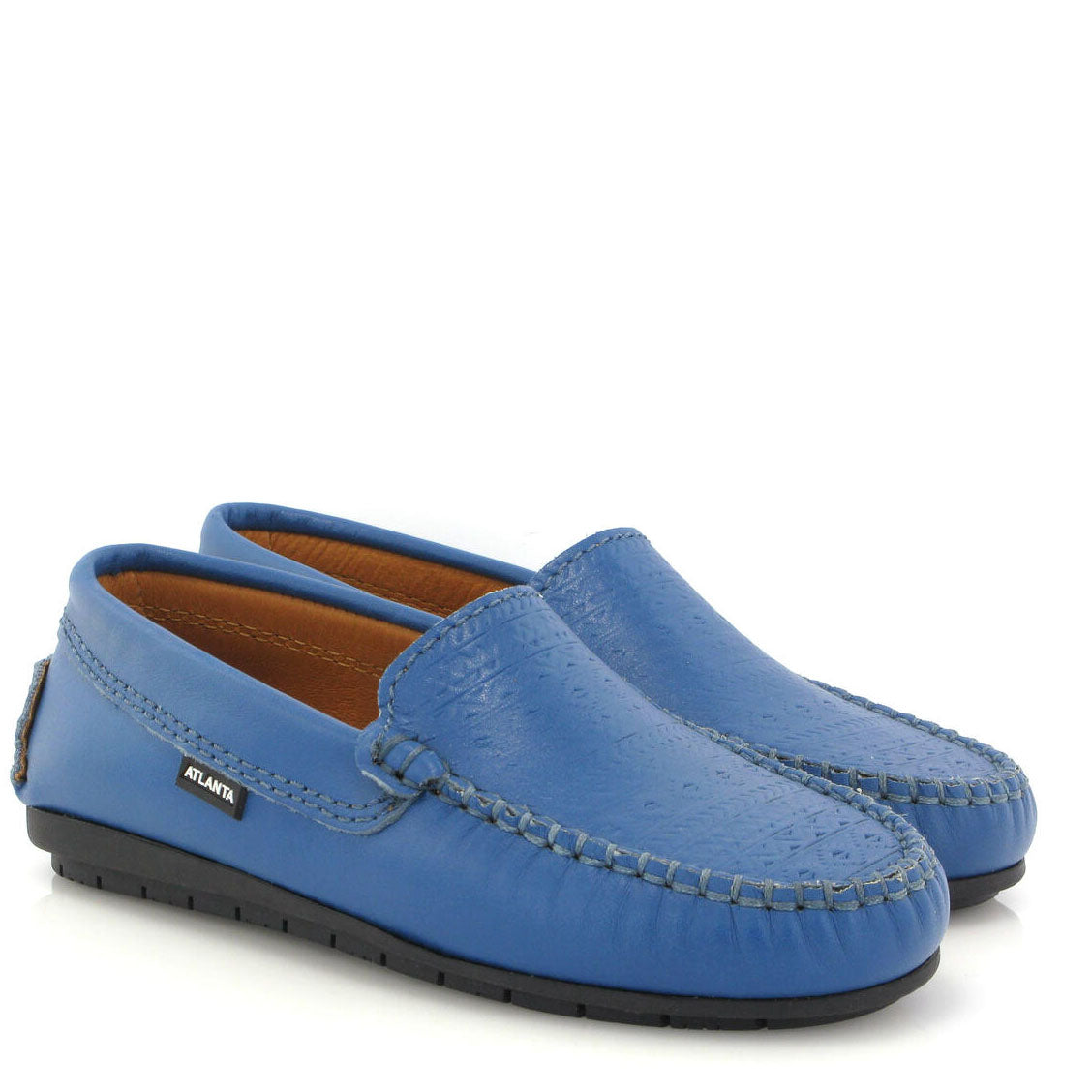 Royal Blue Atlanta Moccasin Loafers for Men - Hand-Stamped Leather Slip-On Shoes for Business Casual & Office Wear
