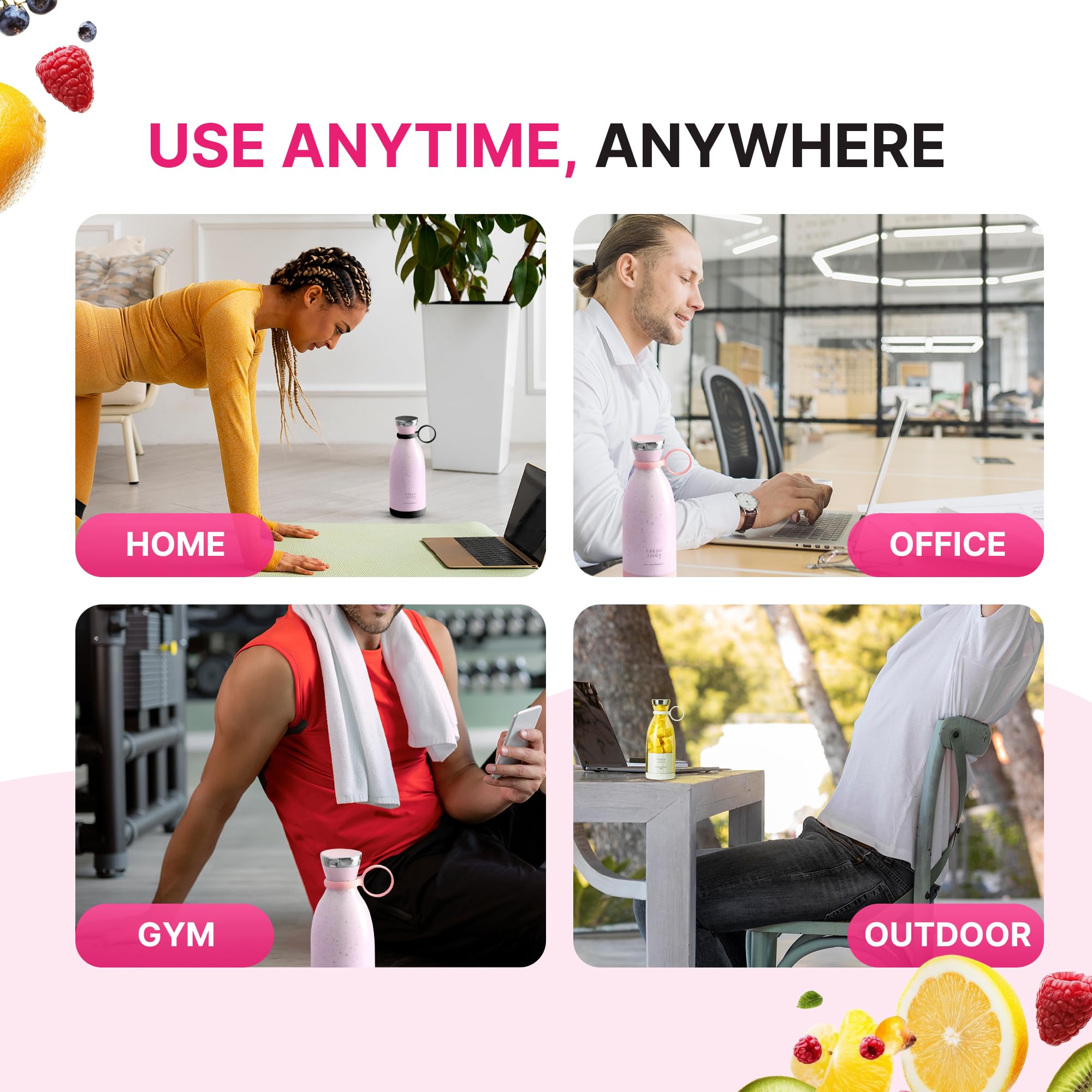 Slenderblender® 350ML Portable Blender - USB Rechargeable Mini Smoothie Maker for Shakes, Juices & Protein Drinks | Personal Blender Bottle with Wireless Charging | Perfect for Travel, Gym, Office & Home Use | Compact Fruit Blender for Healthy Lifestyles