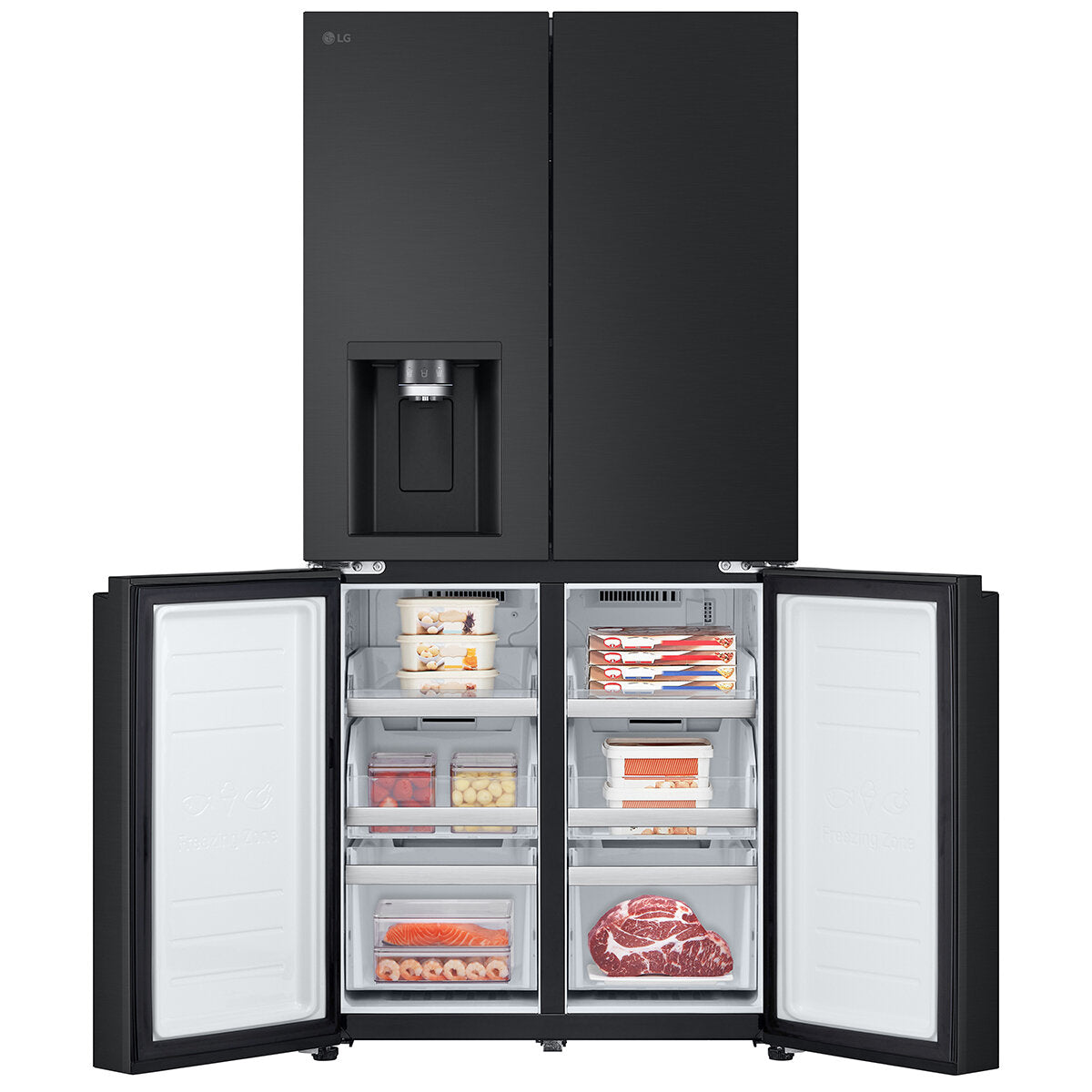 LG 508L French Door Refrigerator with Slim Non-Plumbed Ice and Water Dispenser - Matte Black (GF-LN500MBL) | Energy Efficient, Spacious Design for Modern Kitchens & Entertaining