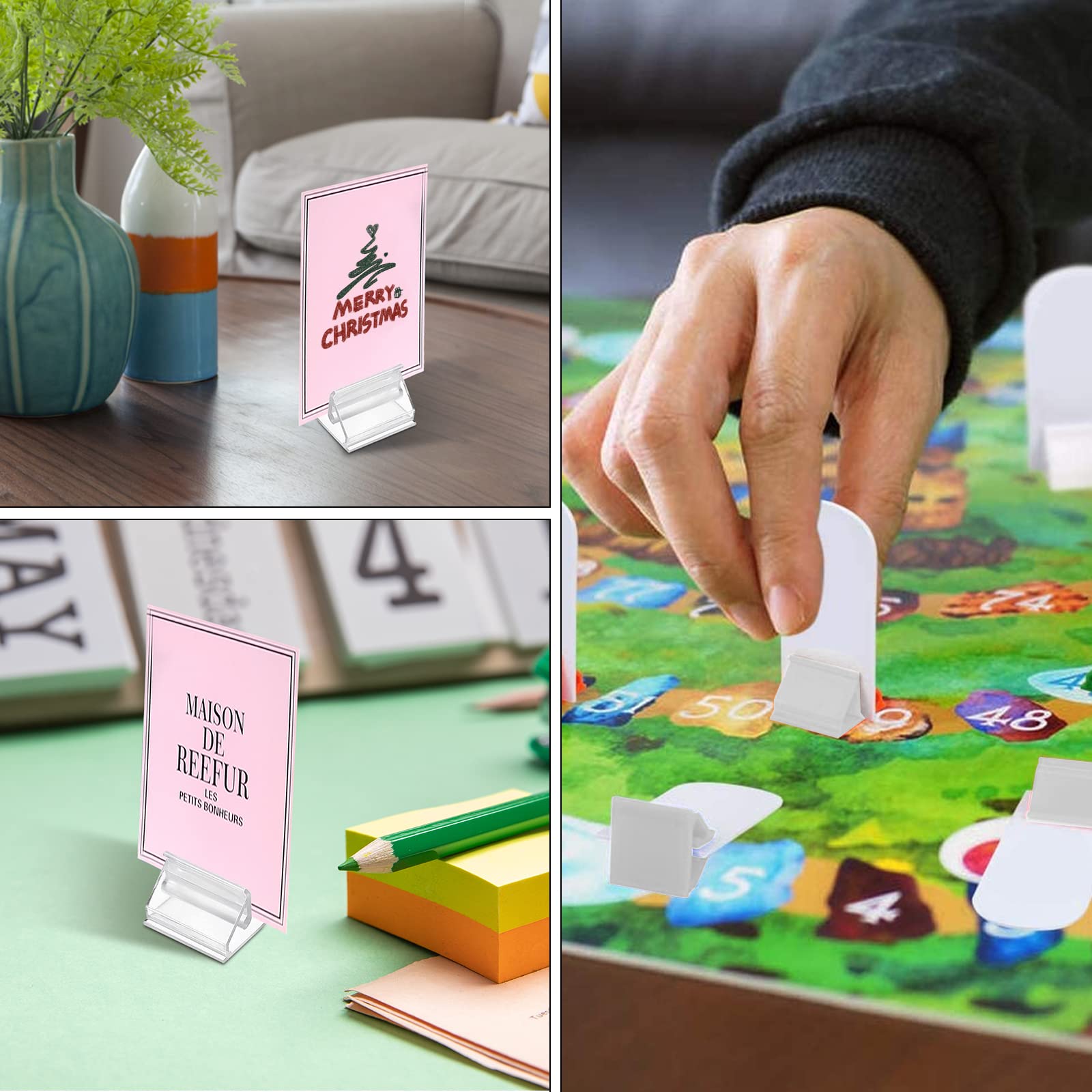 24-Piece Clear Plastic Game Card Stands & Holders - Perfect for Board Games, Card Games, and Party Favors - Durable Card Markers for Game Nights, Poker, Magic Tricks & Family Gatherings
