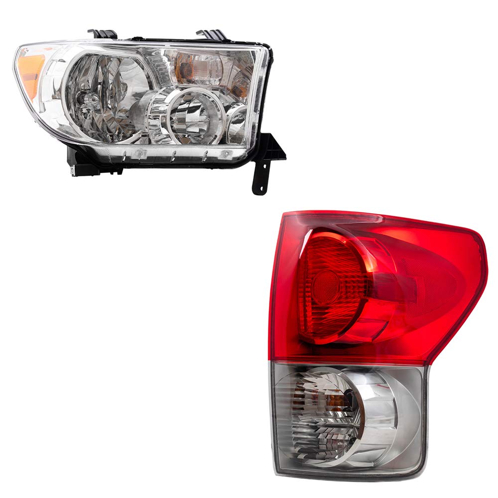 Brock Replacement Headlights and Tail Lights for 2007-2009 Toyota Tundra - Non-Adjustable LED Lights for Improved Night Driving Safety