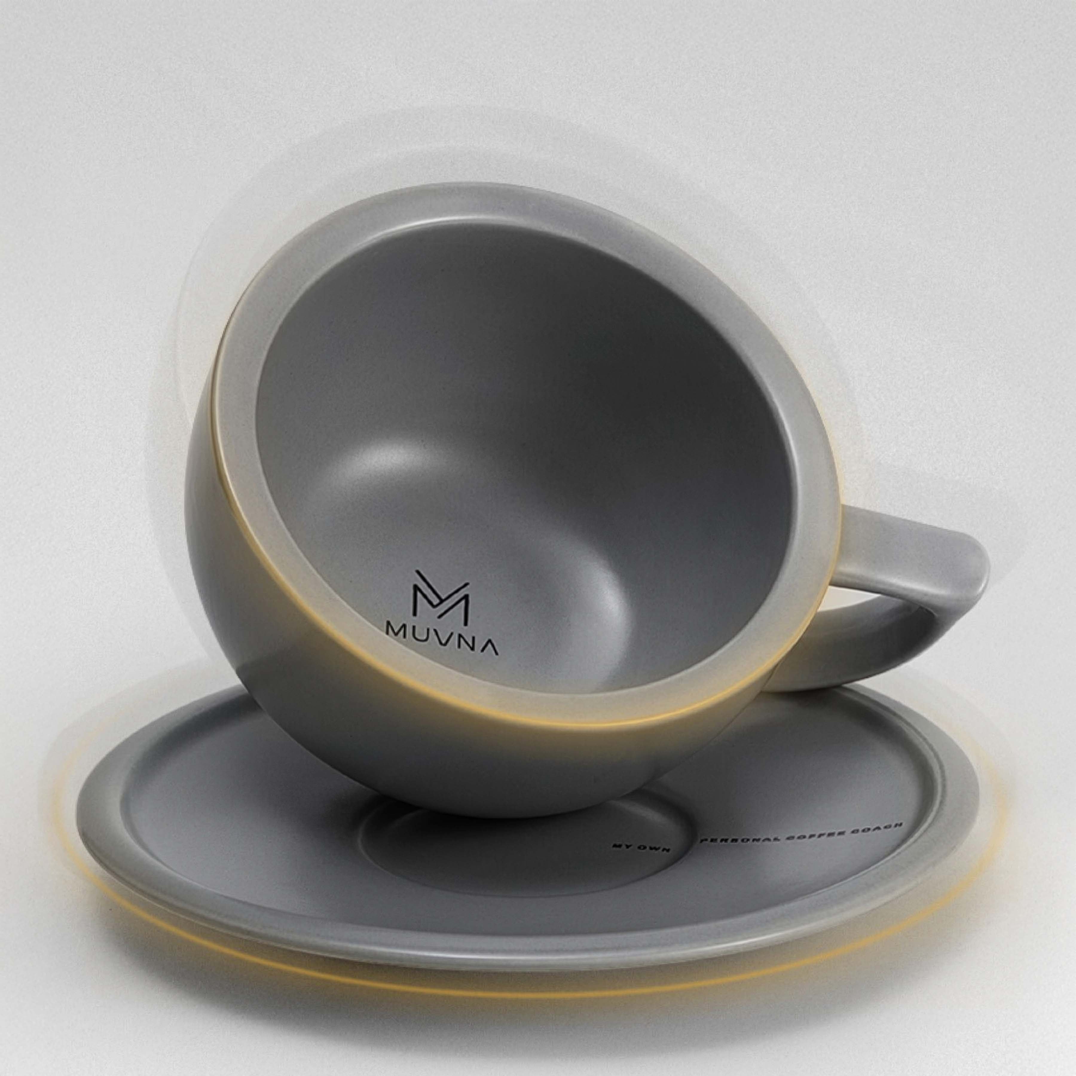 Premium Embossed Ceramic Latte Cup 280ml - Handcrafted Coffee Mug with Elegant Design - Perfect for Home, Café & Gifts - MUVNA
