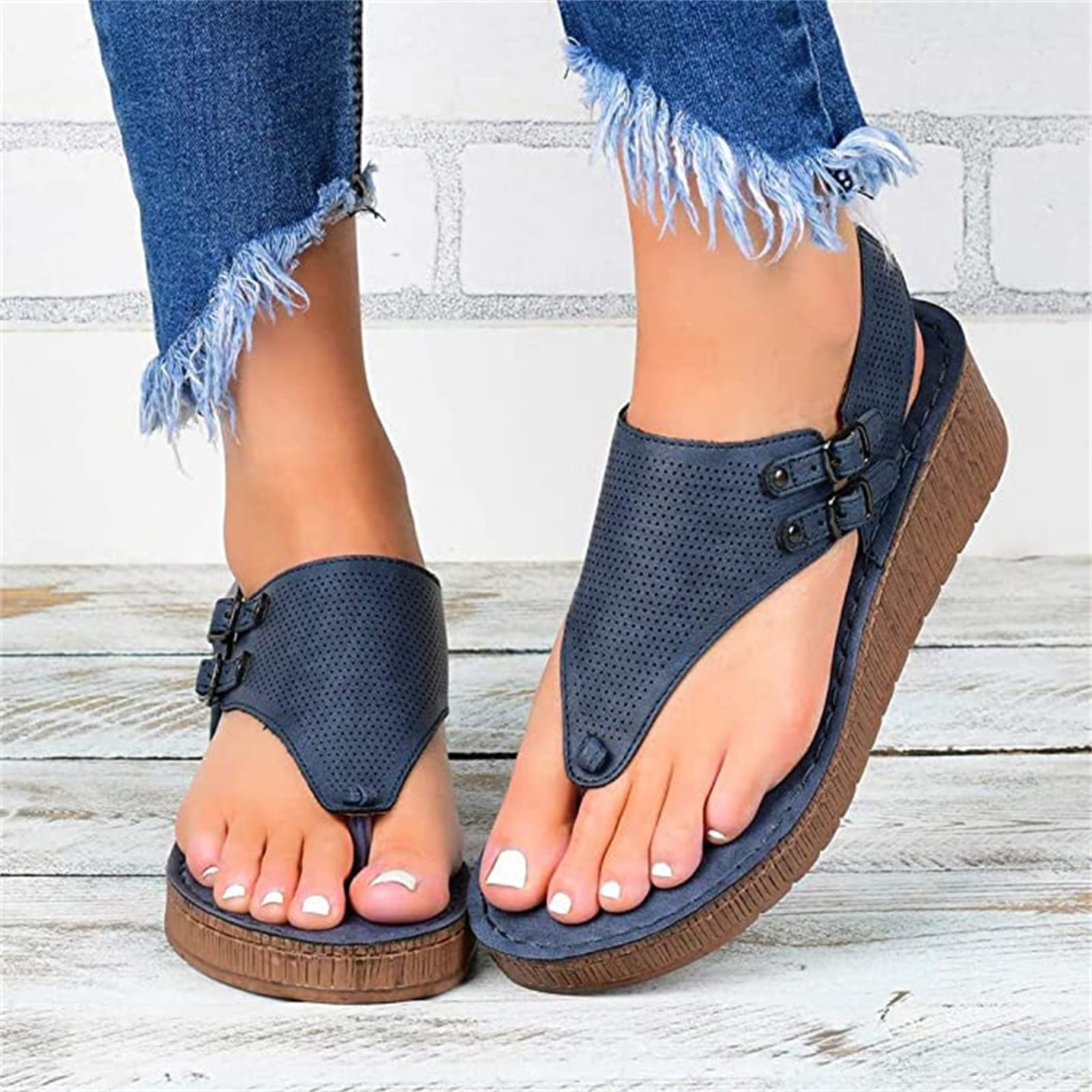 Women's Wedge Sandals - Open Toe Dressy Summer Platform Sandals with Buckle Ankle Strap | Comfortable Beach & Casual Wear for Outdoor Parties, Vacations
