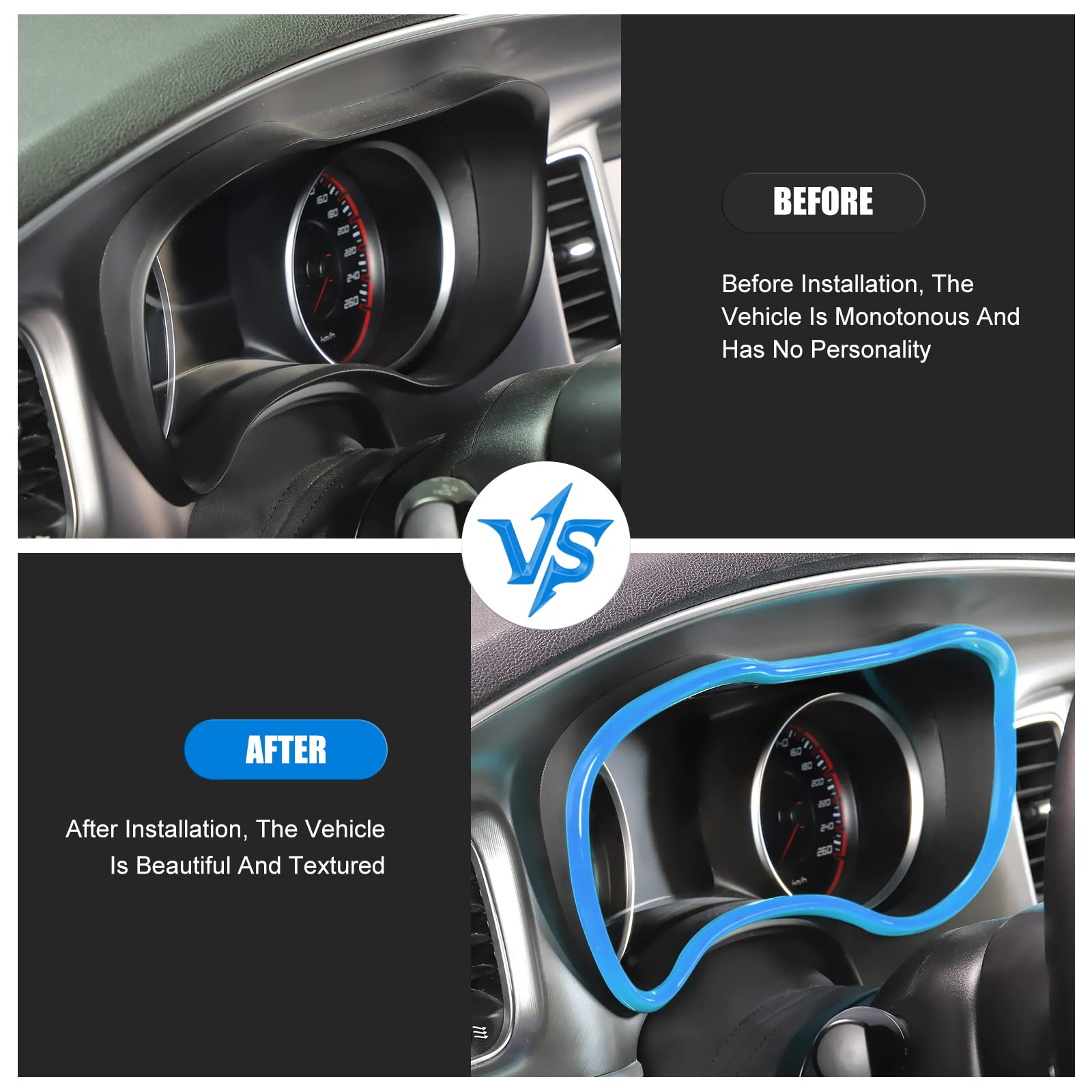 2015-2019 Dodge Charger ABS Bright Blue Center Console Dash Trim - Voodonala Charger Accessories for Interior Upgrade | Perfect for Car Enthusiasts & Custom Modifications