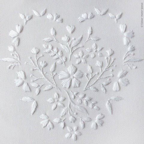 White Heart Hand Embroidery Kit for Beginners - DIY Embroidery Starter Set with Thread, Needles & Hoop - Perfect for Home Decor, Gifts & Craft Projects