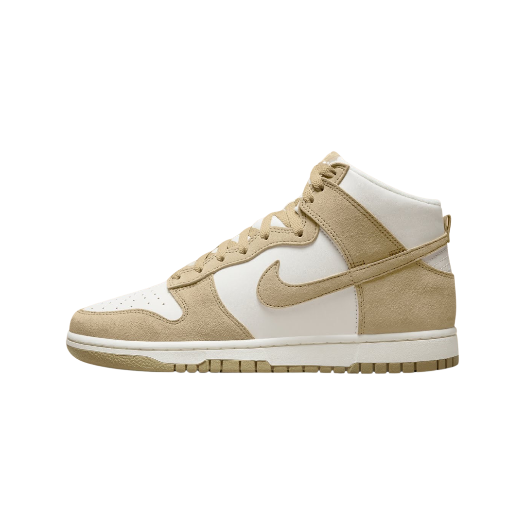 Nike Dunk High Sneakers - Tan Suede & White Leather Men's Basketball Shoes for Streetwear & Casual Wear | Perfect for Urban Fashion & Everyday Comfort