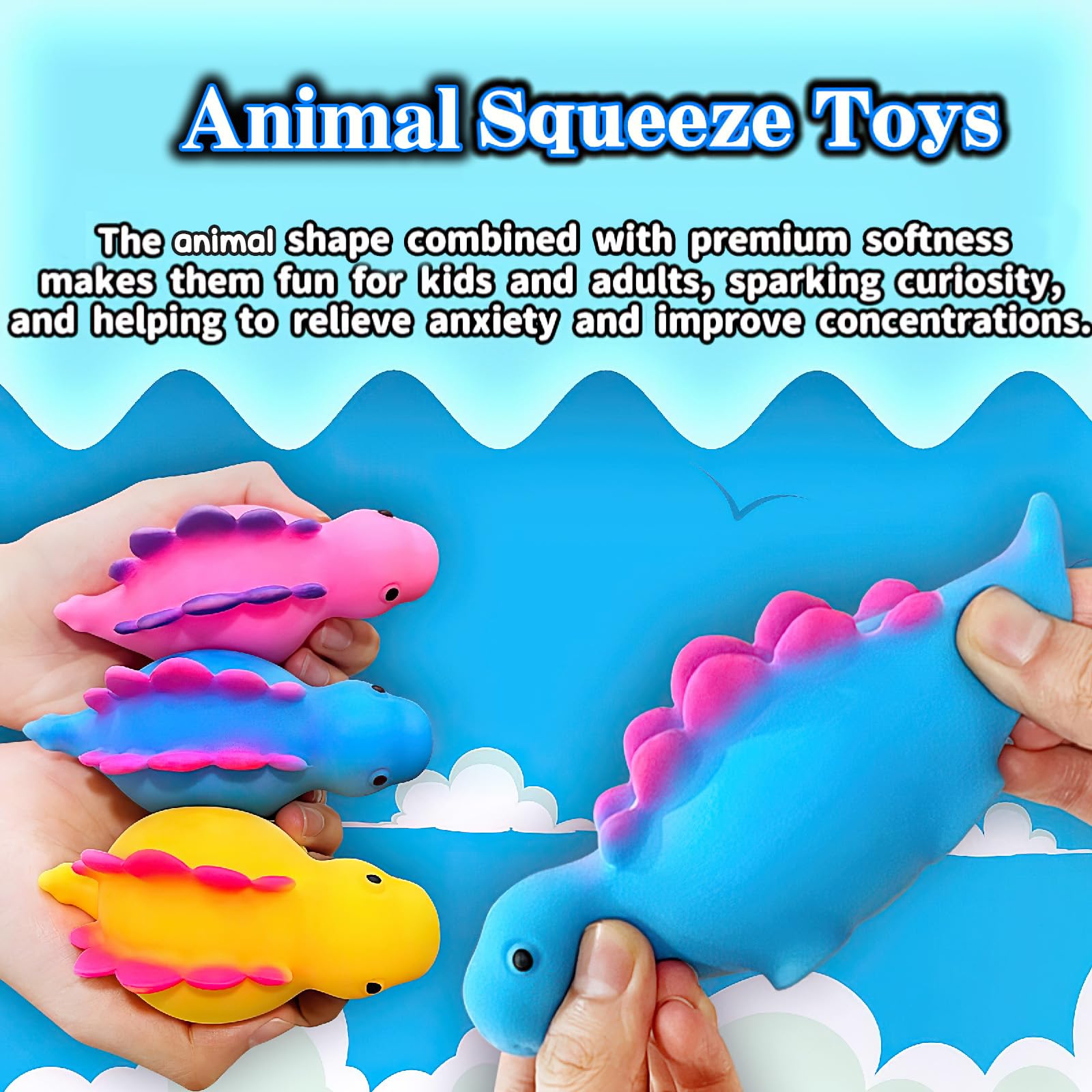 Soft Squishy Toys for Kids & Adults - Kawaii Animal Stress Relief Squeeze Toys, Party Favors, Sensory Fidget Toys for Anxiety Relief - Perfect for Classroom, Office & Home Relaxation (Set A)