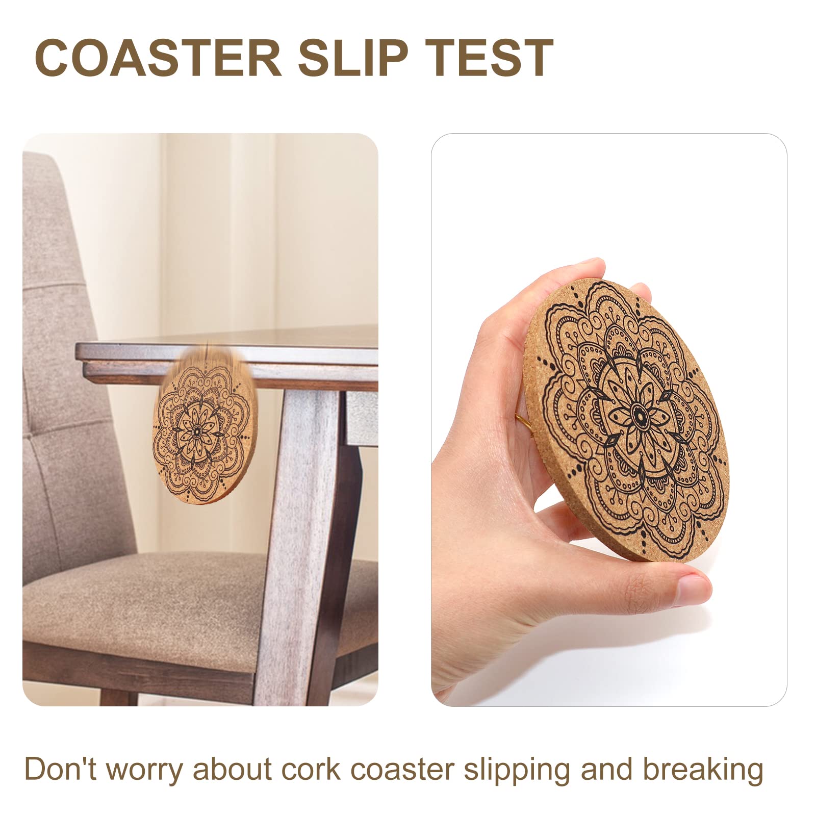 12 Pack Absorbent Cork Drink Coasters with Floral Design - Housewarming Gifts for New Home, Wedding Present, Living Room & Apartment Decor - Perfect for Coffee Tables, Dining Rooms, and Party Settings